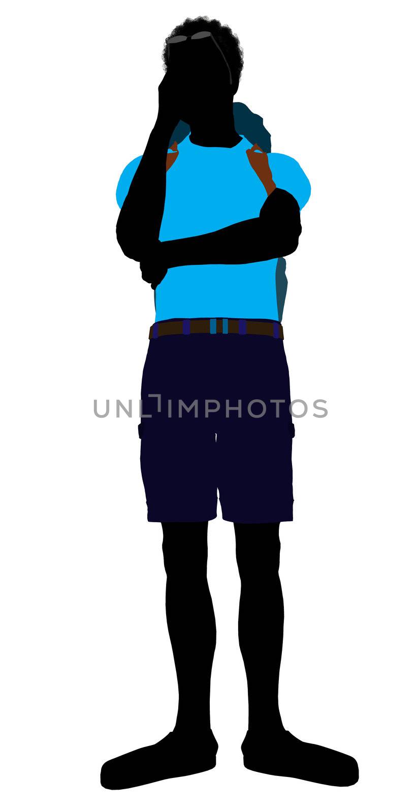 African american hiker illustration silhouette on a white background