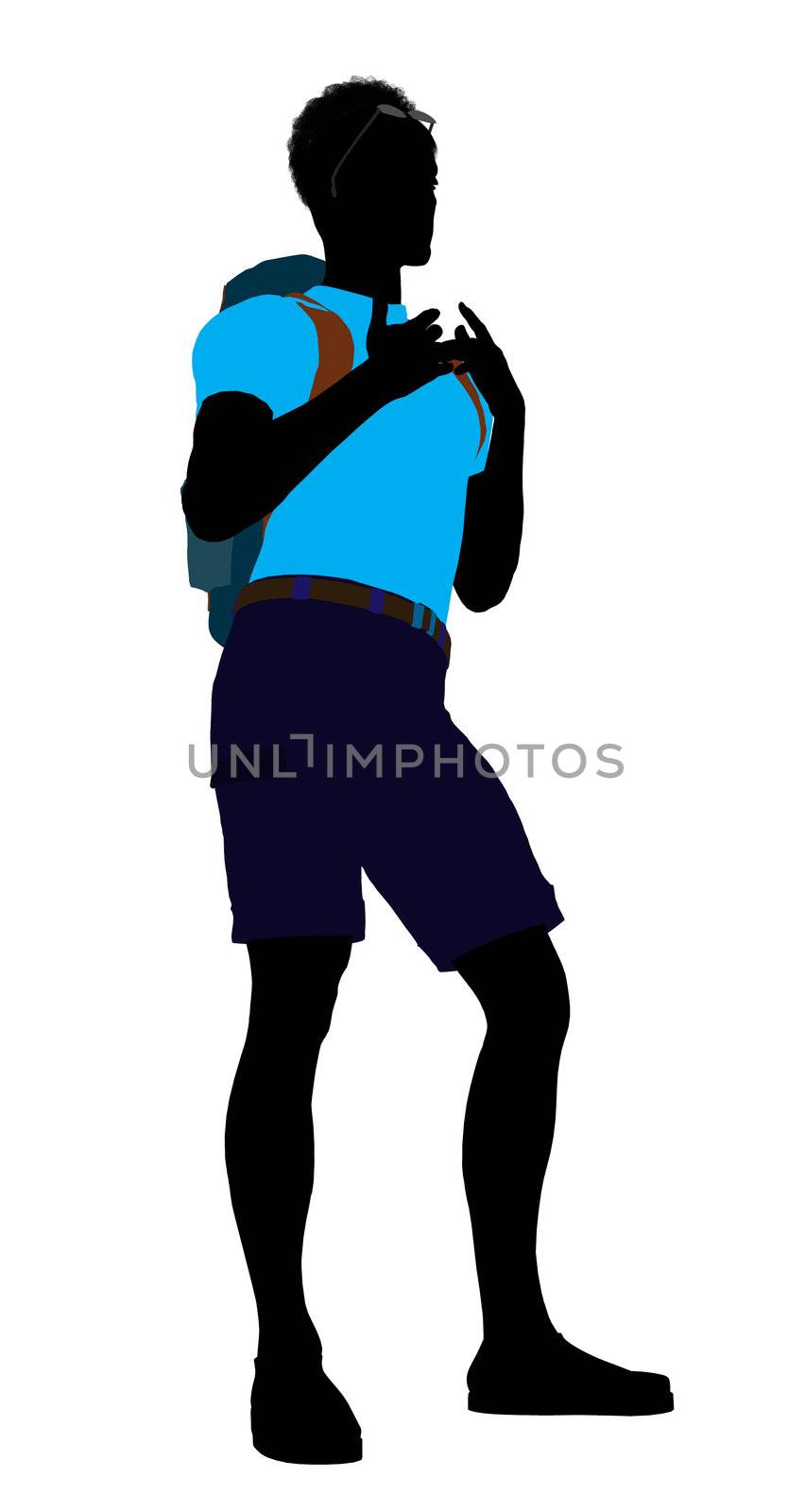 African american hiker illustration silhouette on a white background