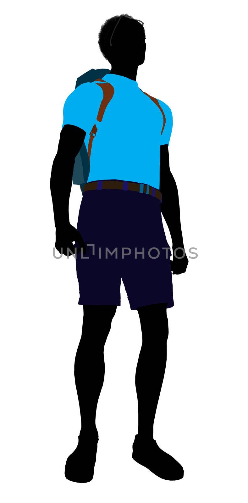 African american hiker illustration silhouette on a white background