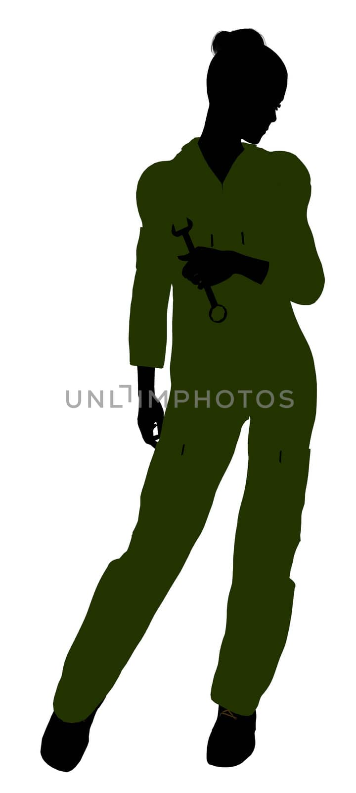 Female mechanic illustration silhouette on a white background