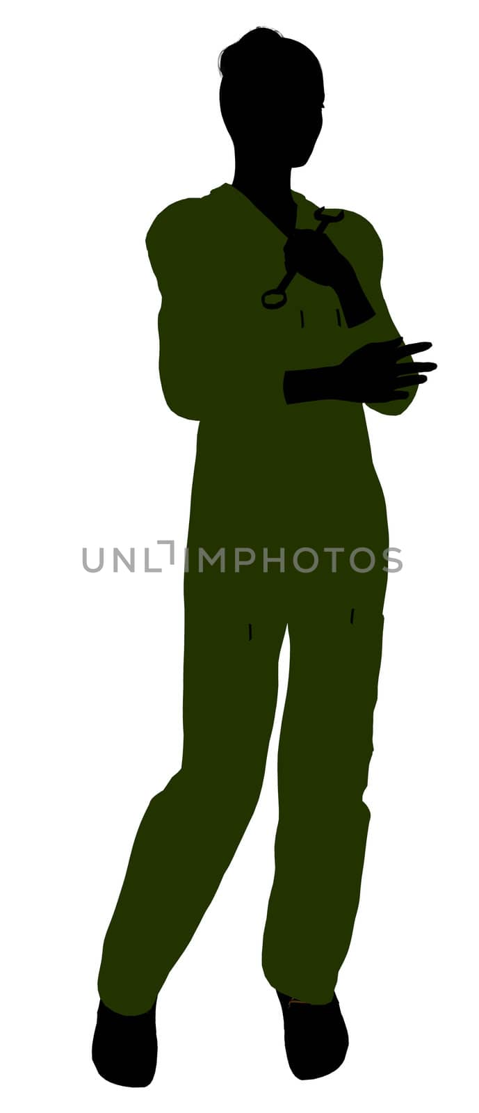 Female mechanic illustration silhouette on a white background