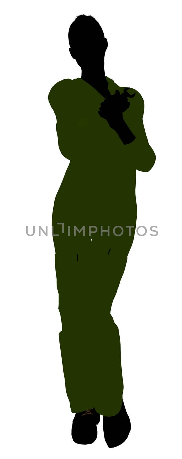 Female mechanic illustration silhouette on a white background