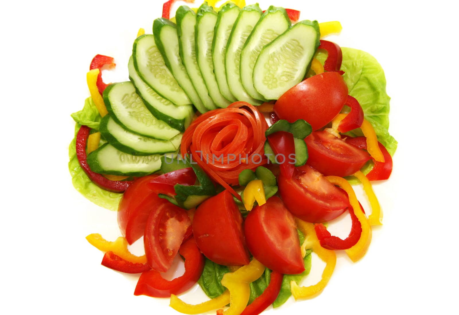 Tomatoes, cucumbers and pepper for salad