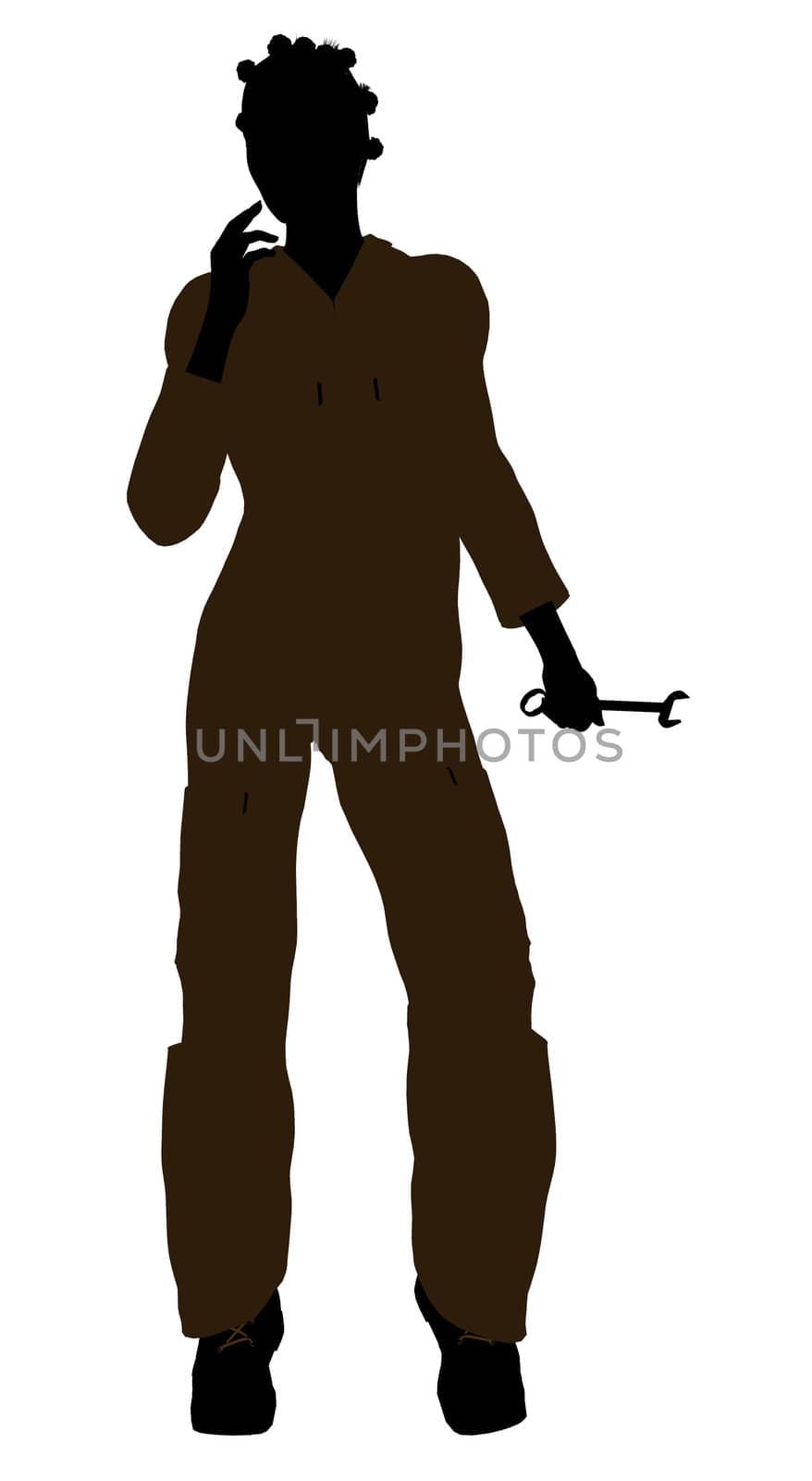 Female african american mechanic illustration silhouette on a white background
