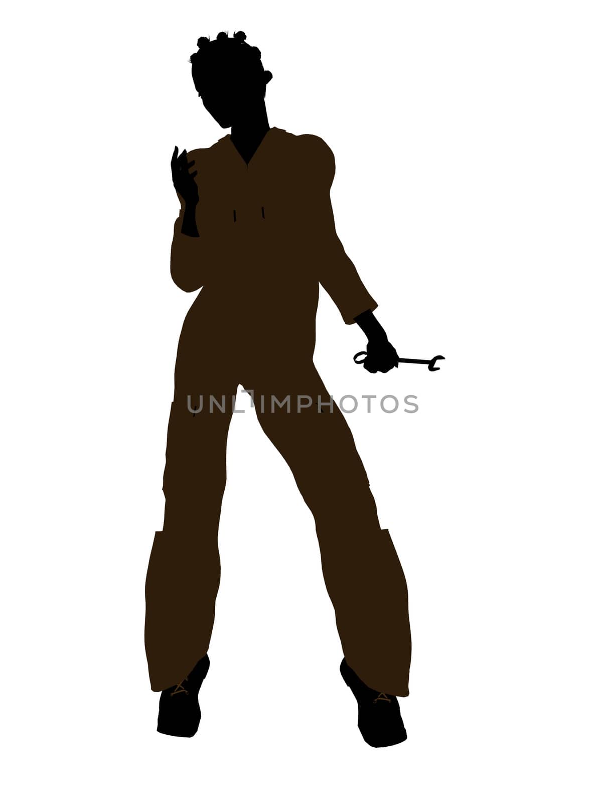 Female african american mechanic illustration silhouette on a white background