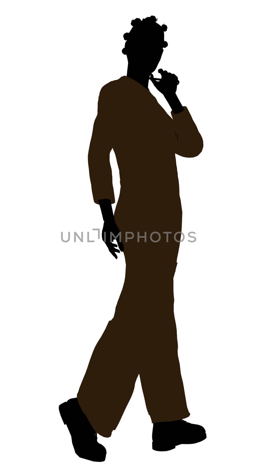 Female african american mechanic illustration silhouette on a white background