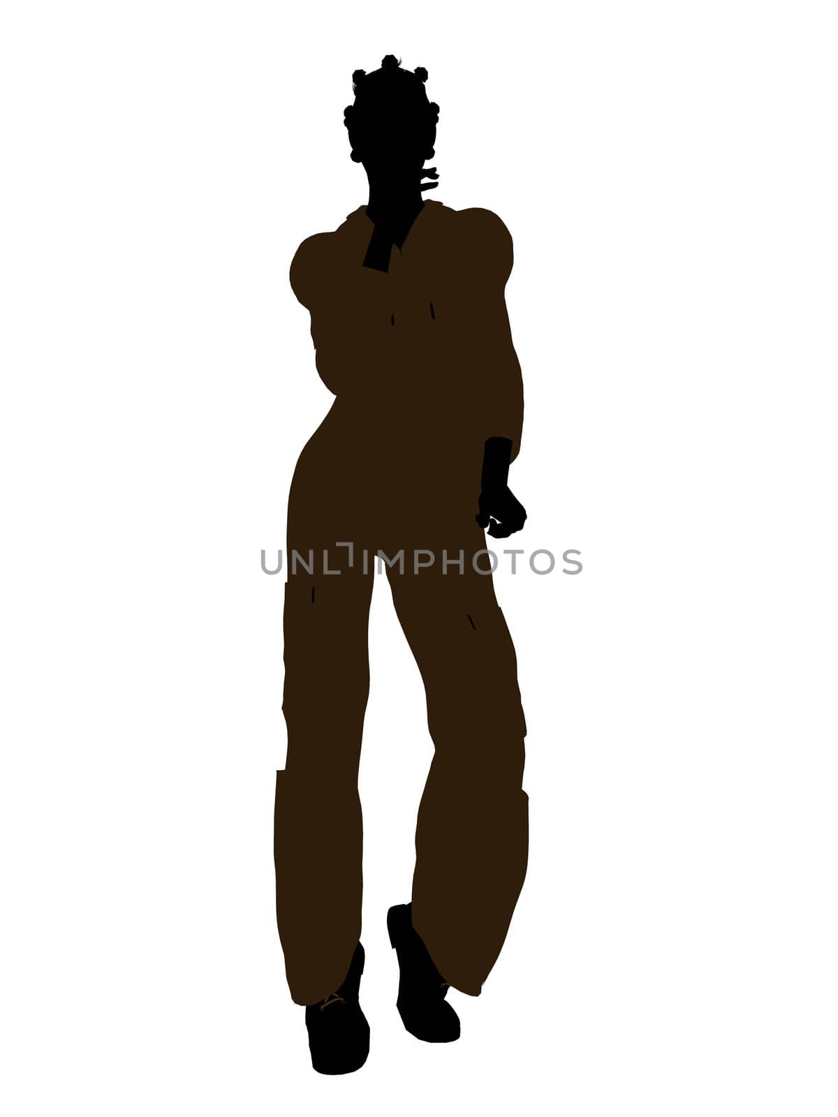 Female african american mechanic illustration silhouette on a white background