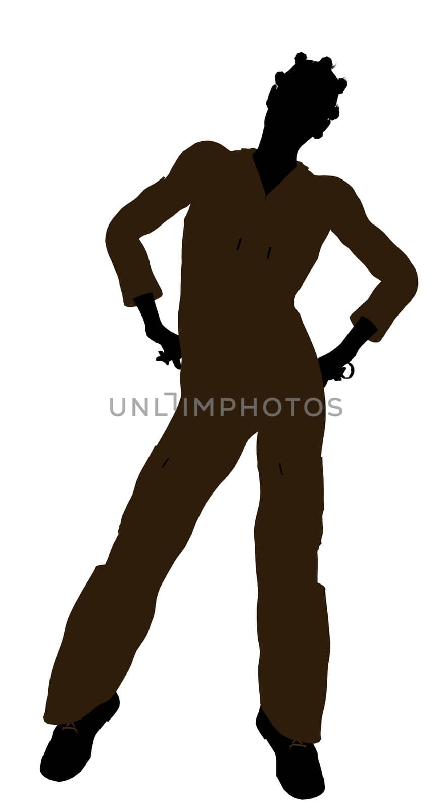 Female african american mechanic illustration silhouette on a white background