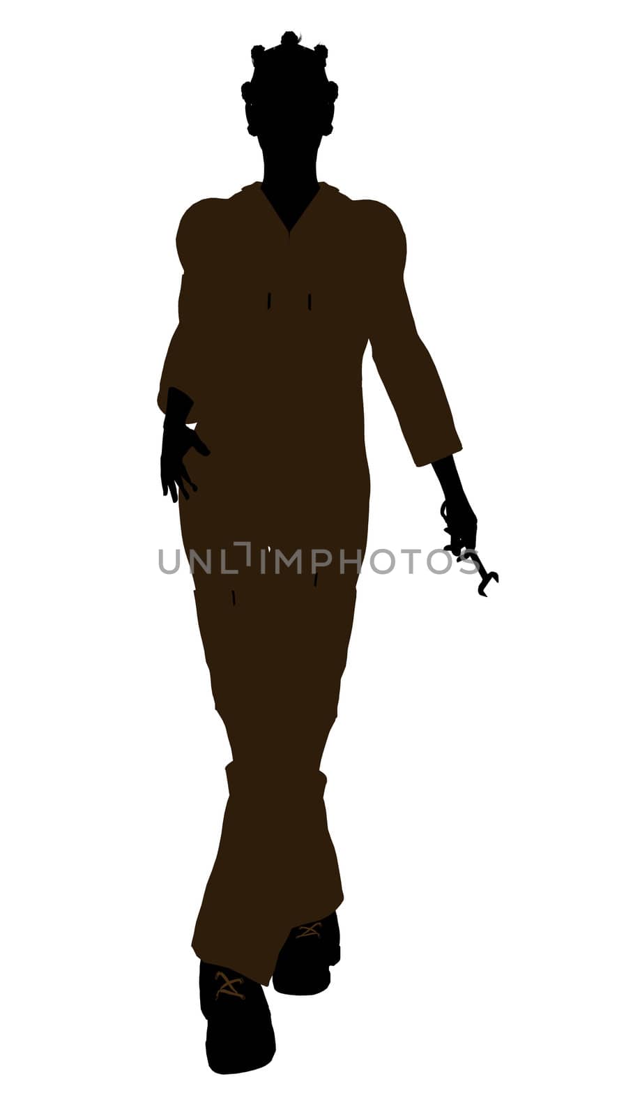 Female african american mechanic illustration silhouette on a white background