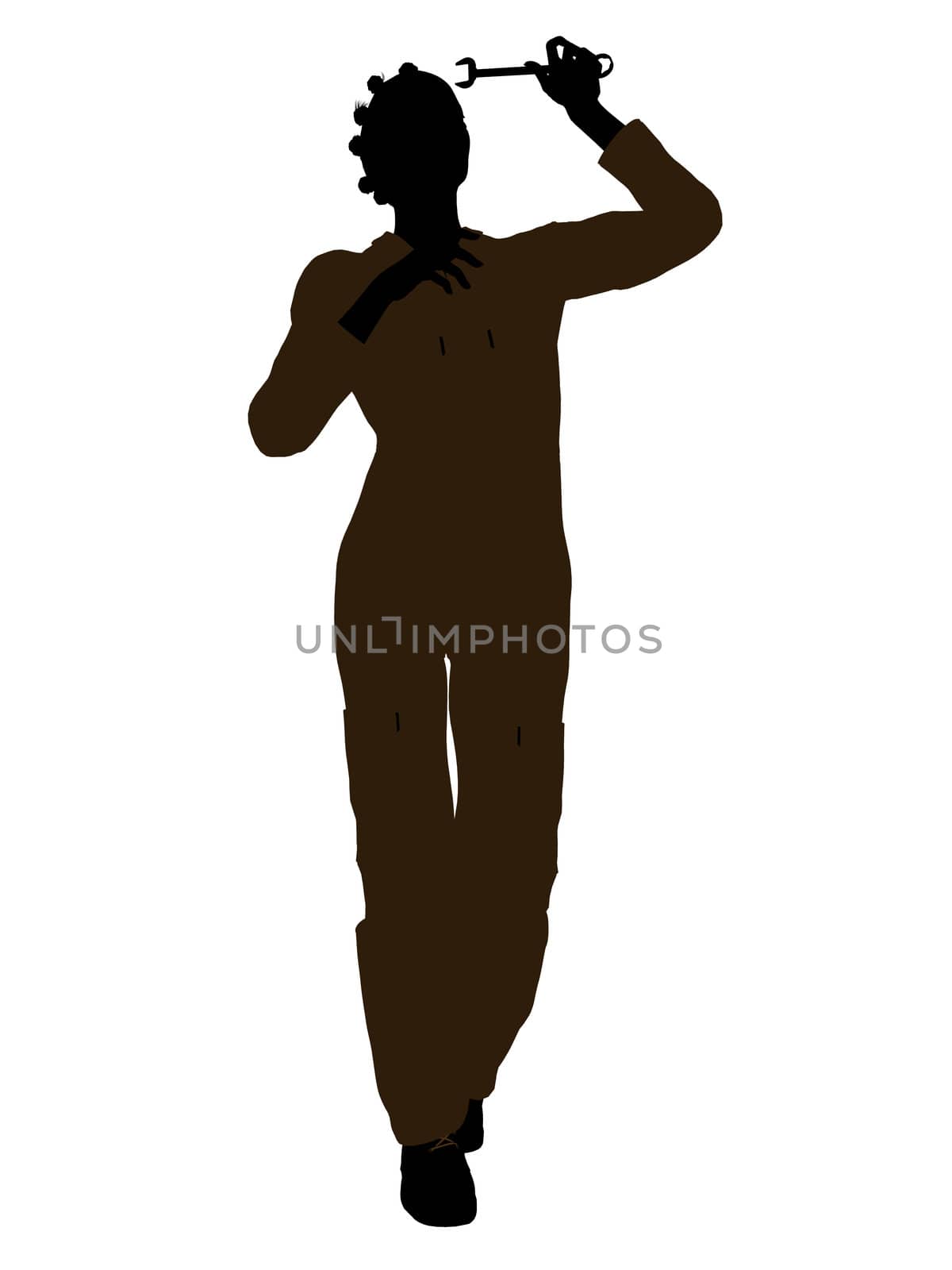 Female african american mechanic illustration silhouette on a white background
