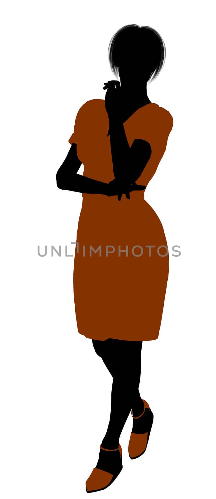 Female retro illustration silhouette on a white background