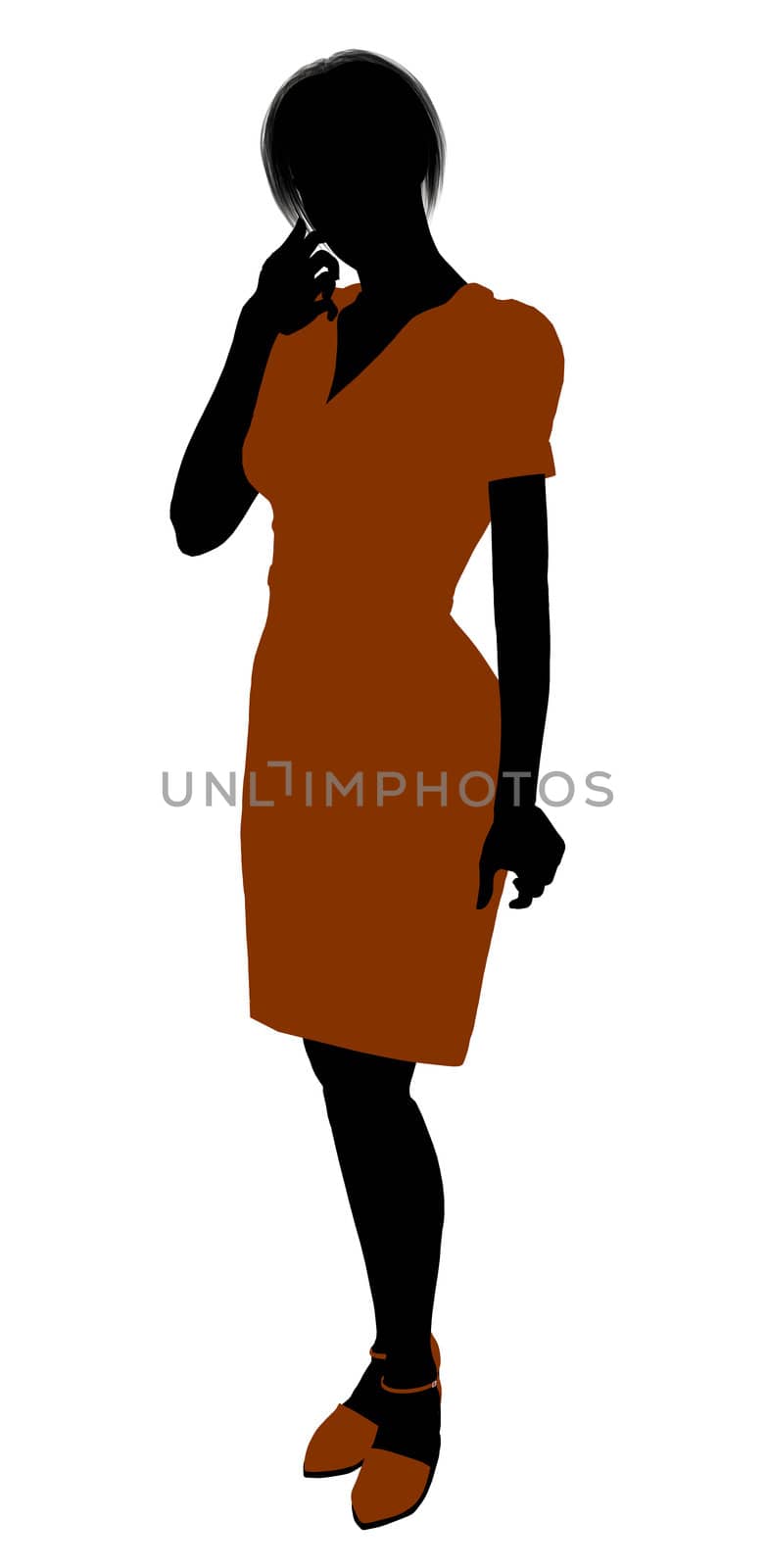 Female retro illustration silhouette on a white background