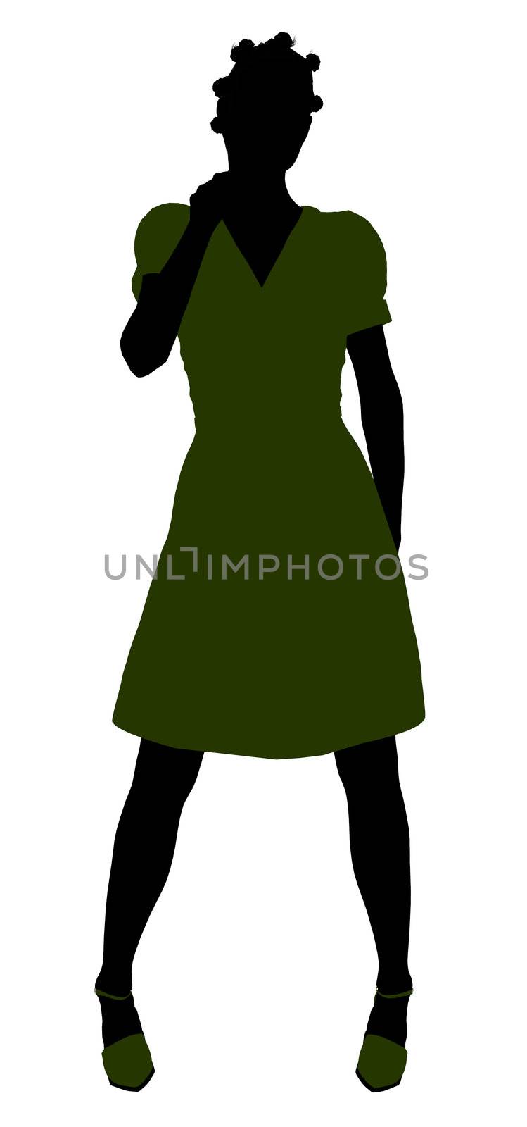 African american retro illustration silhouette on a white background
