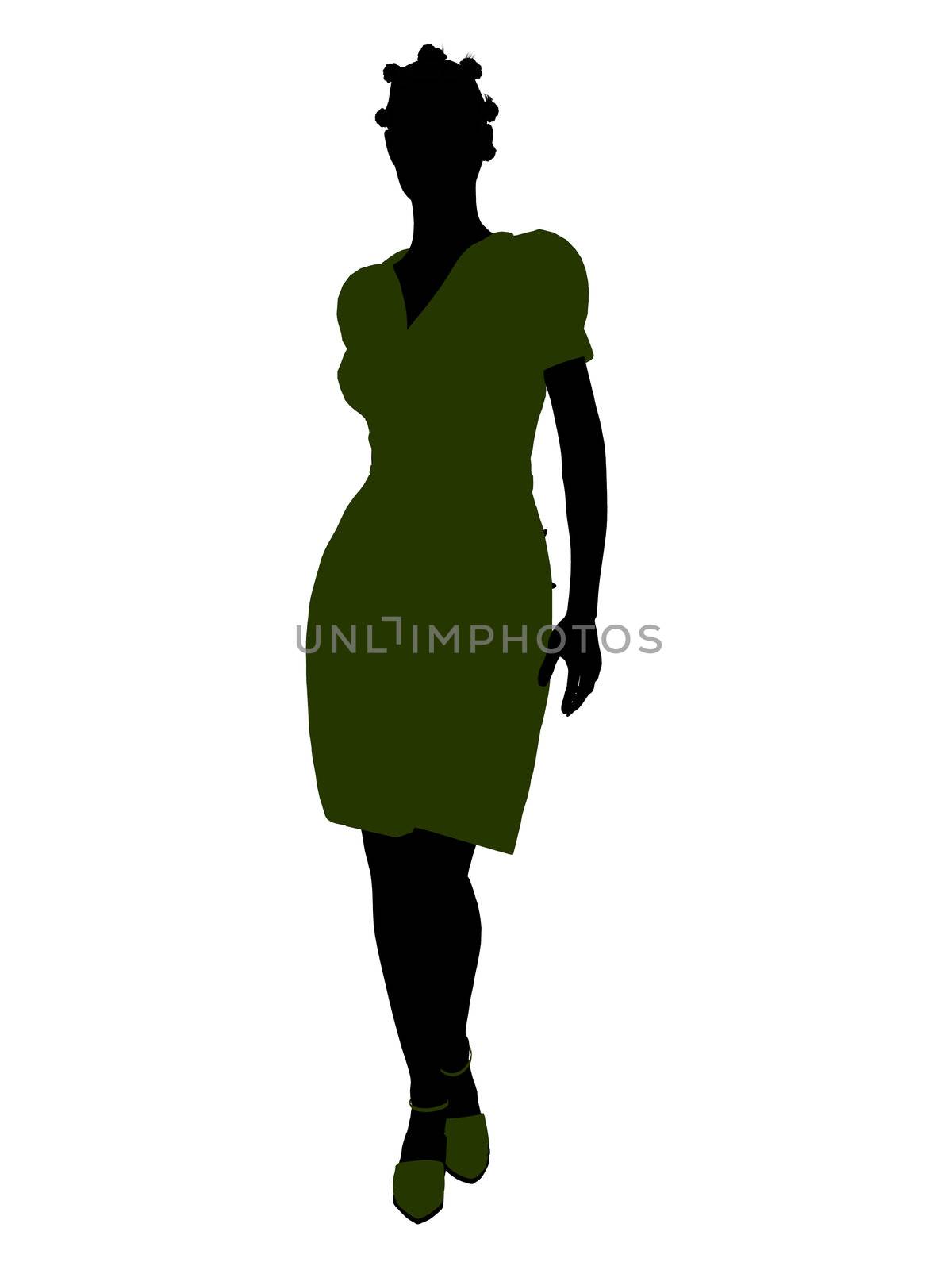 African american retro illustration silhouette on a white background