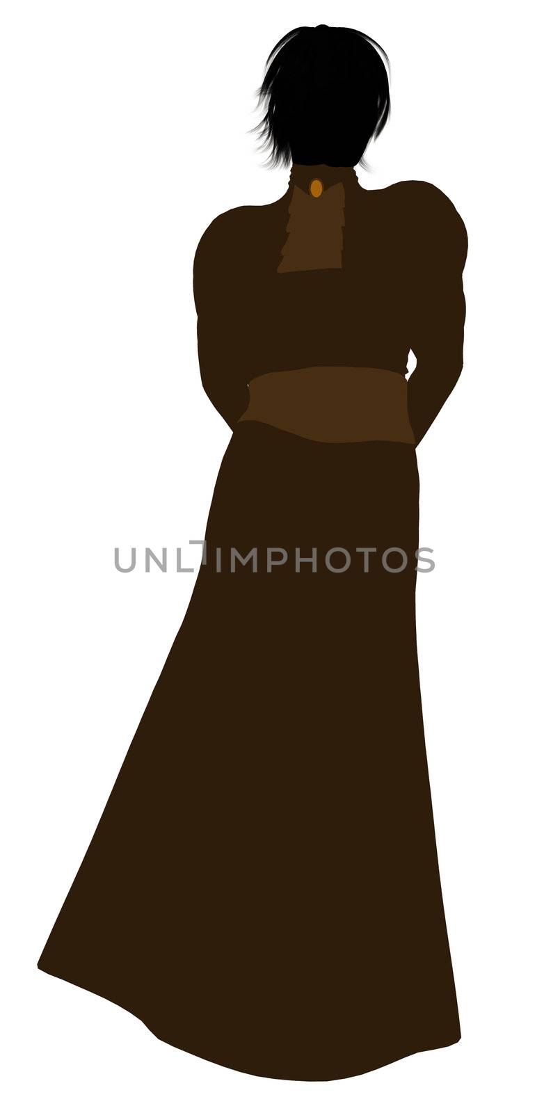 Female victorian art illustration silhouette on a white background