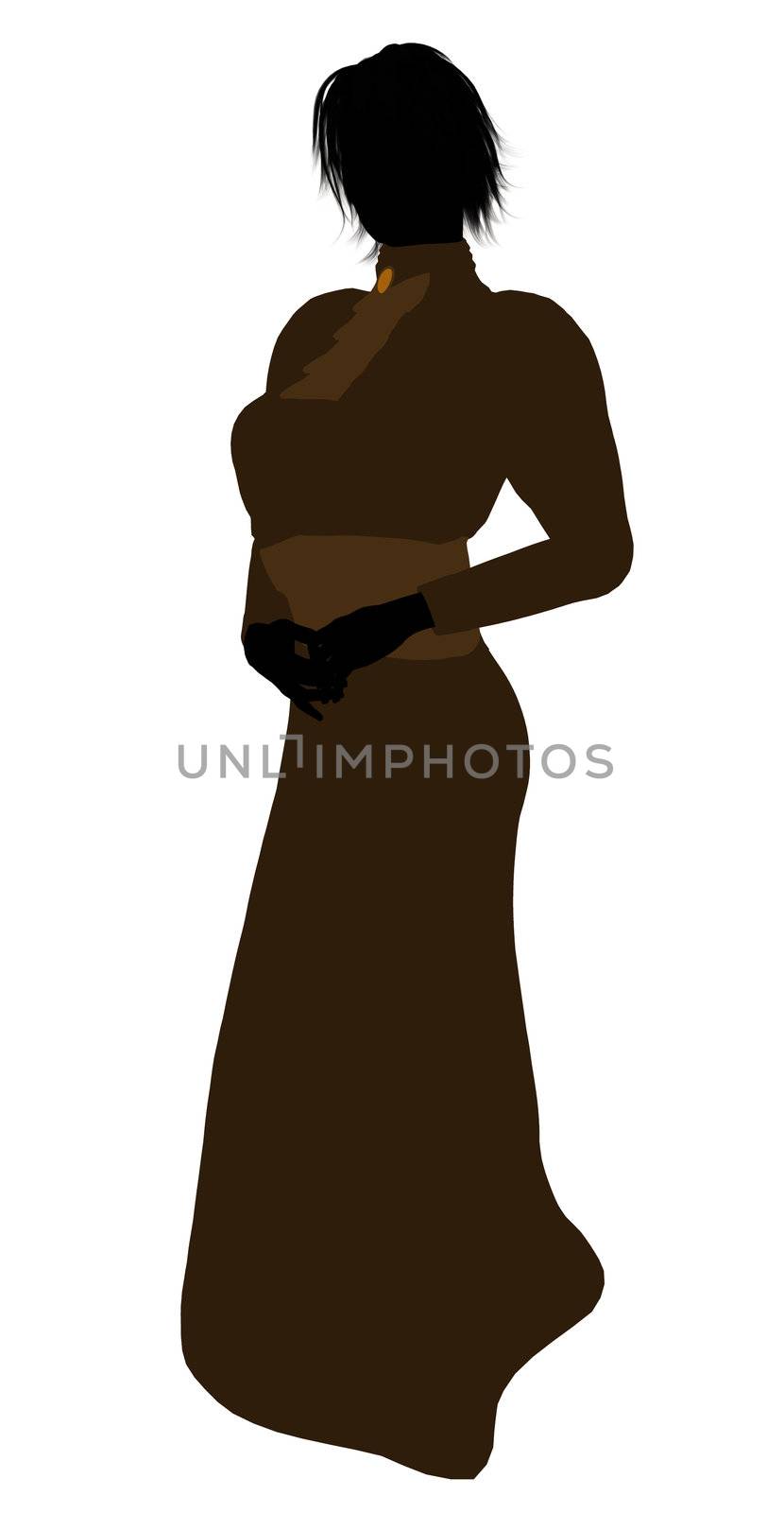 Female victorian art illustration silhouette on a white background