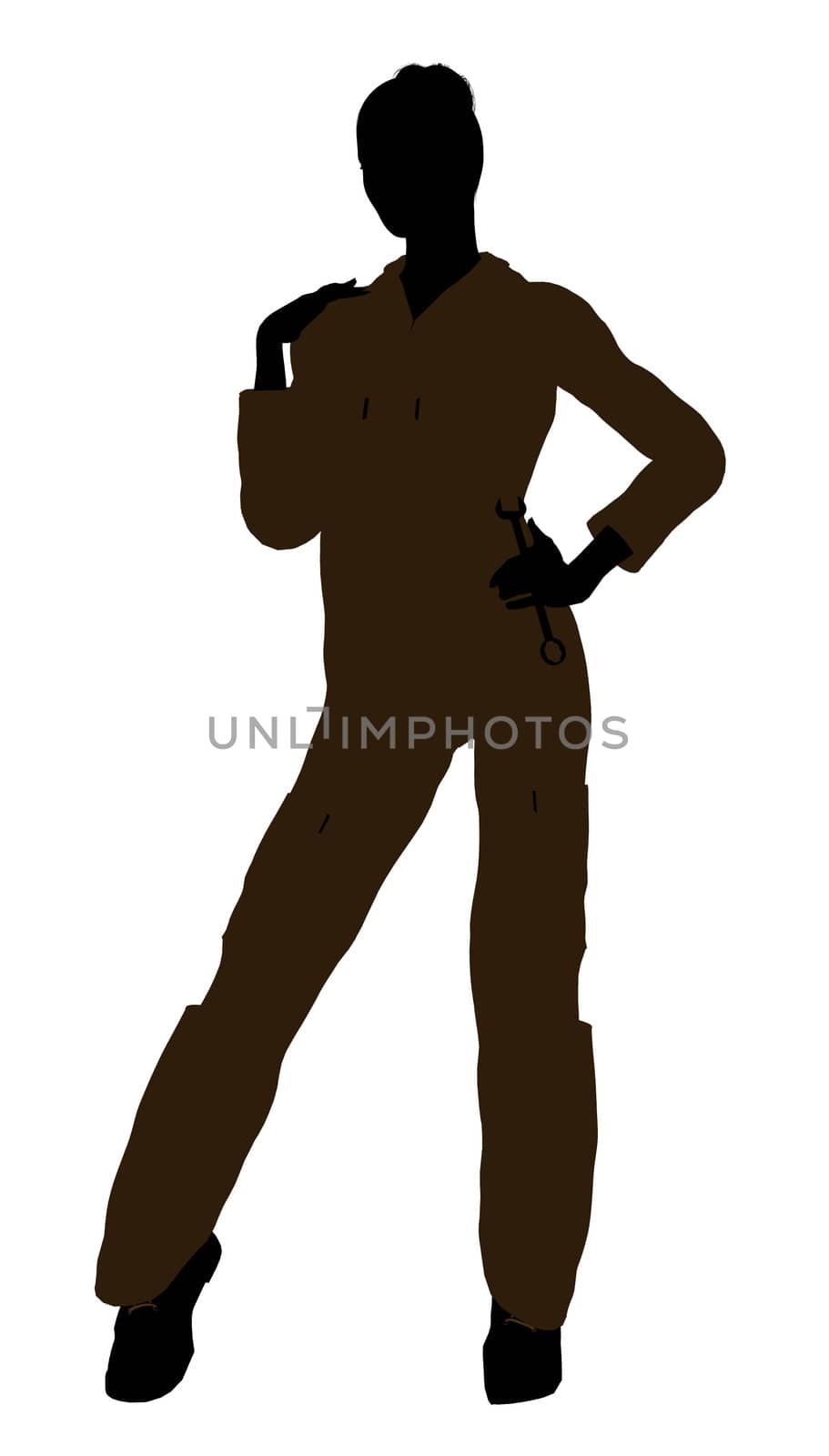 Female mechanic illustration silhouette on a white background