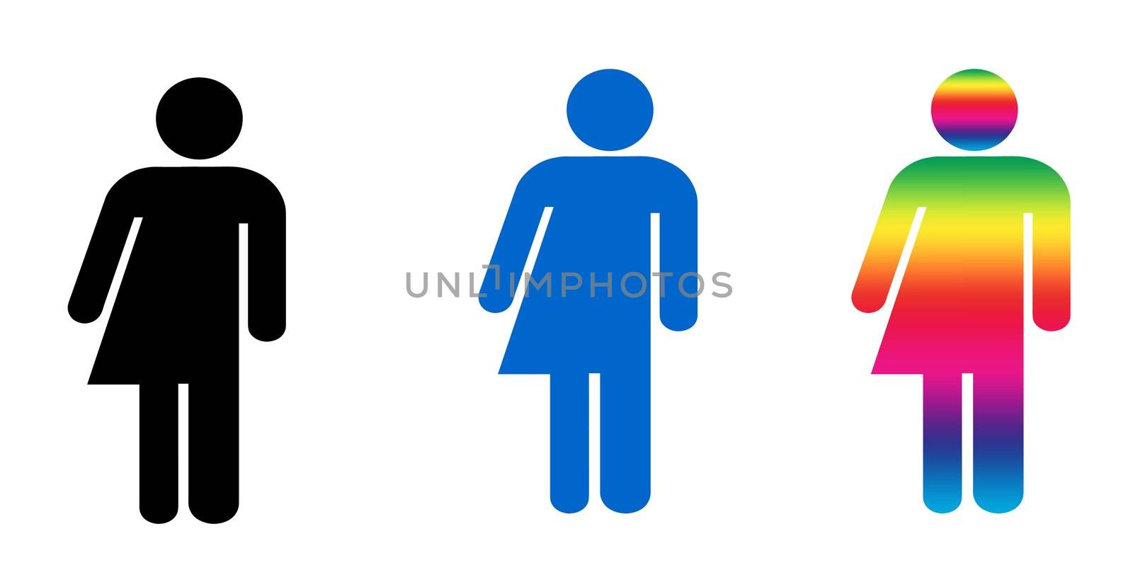 a set of three symbols illustrating gender variance