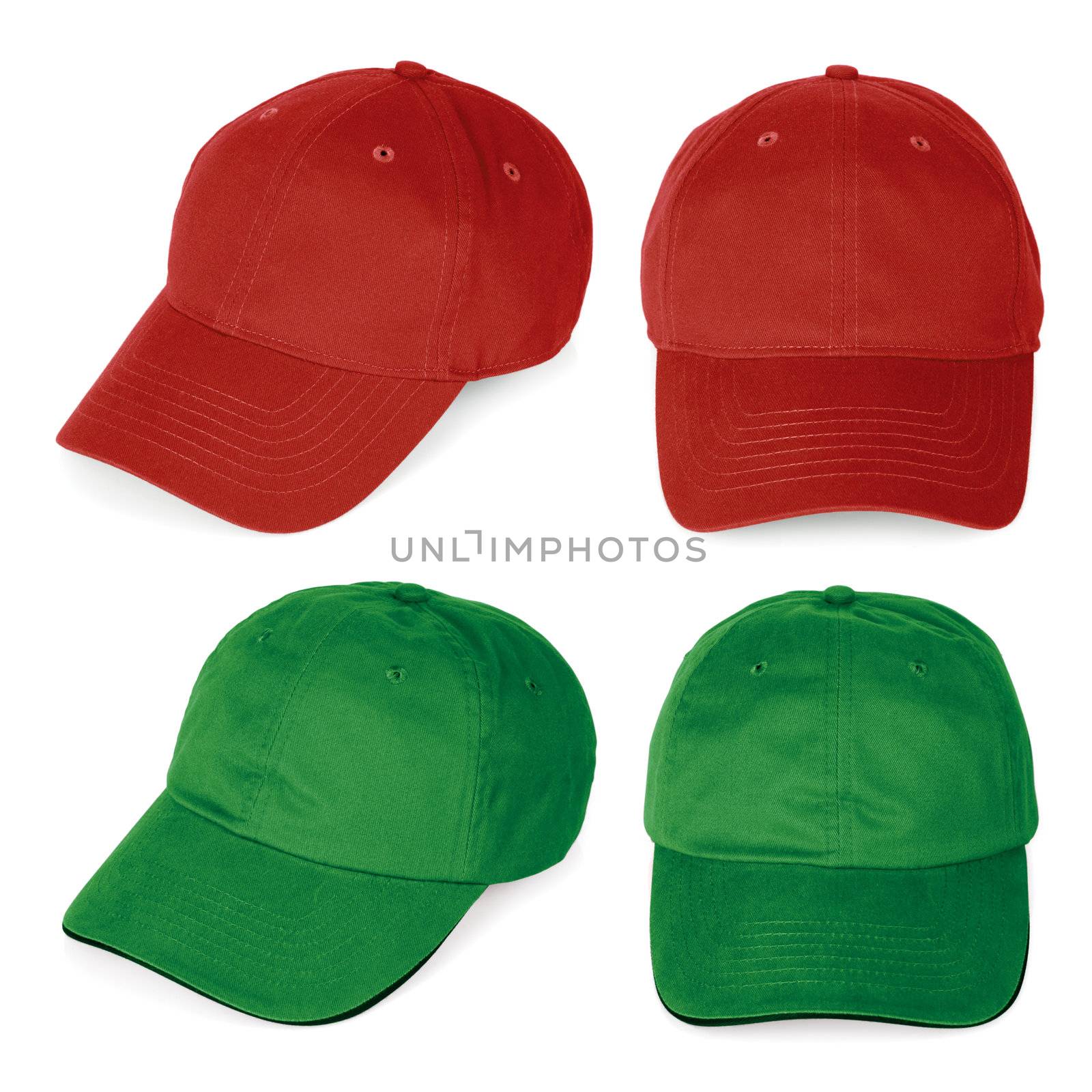 Blank red and green baseball caps by sumners