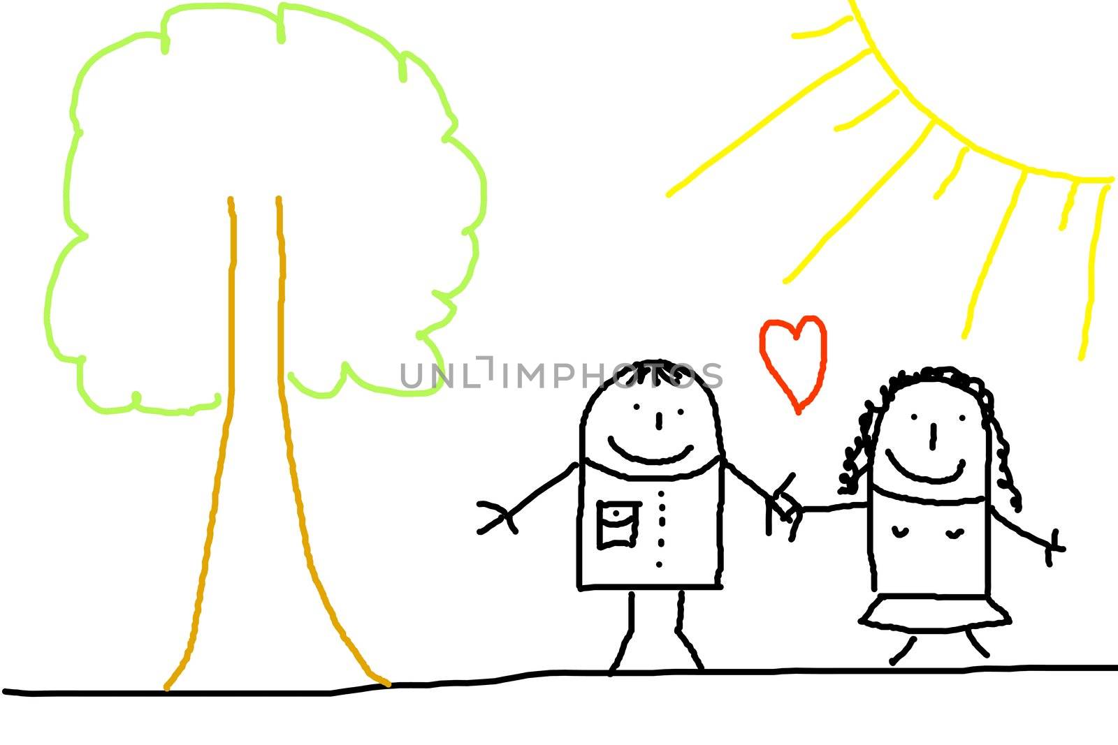 illustration of happy young couple in love