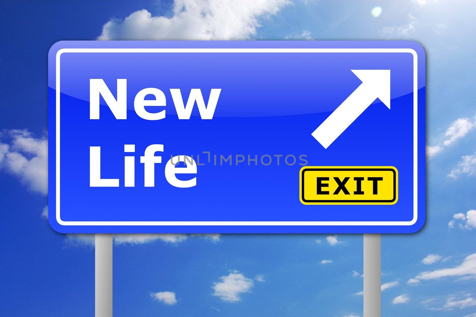 new life concept with road sign showing a change
