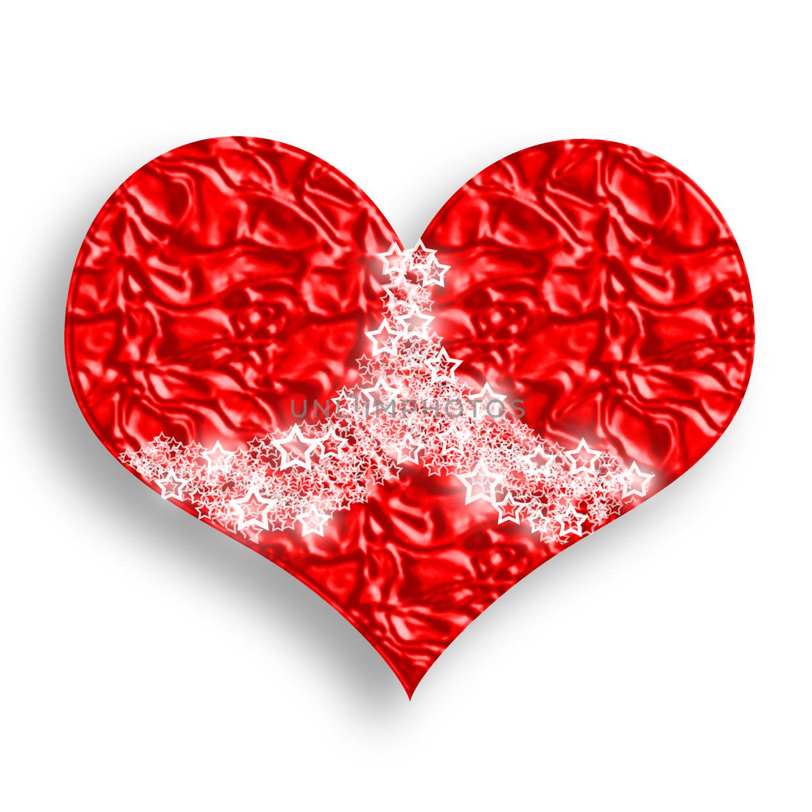 Rich Lacy Red Heart over White Background