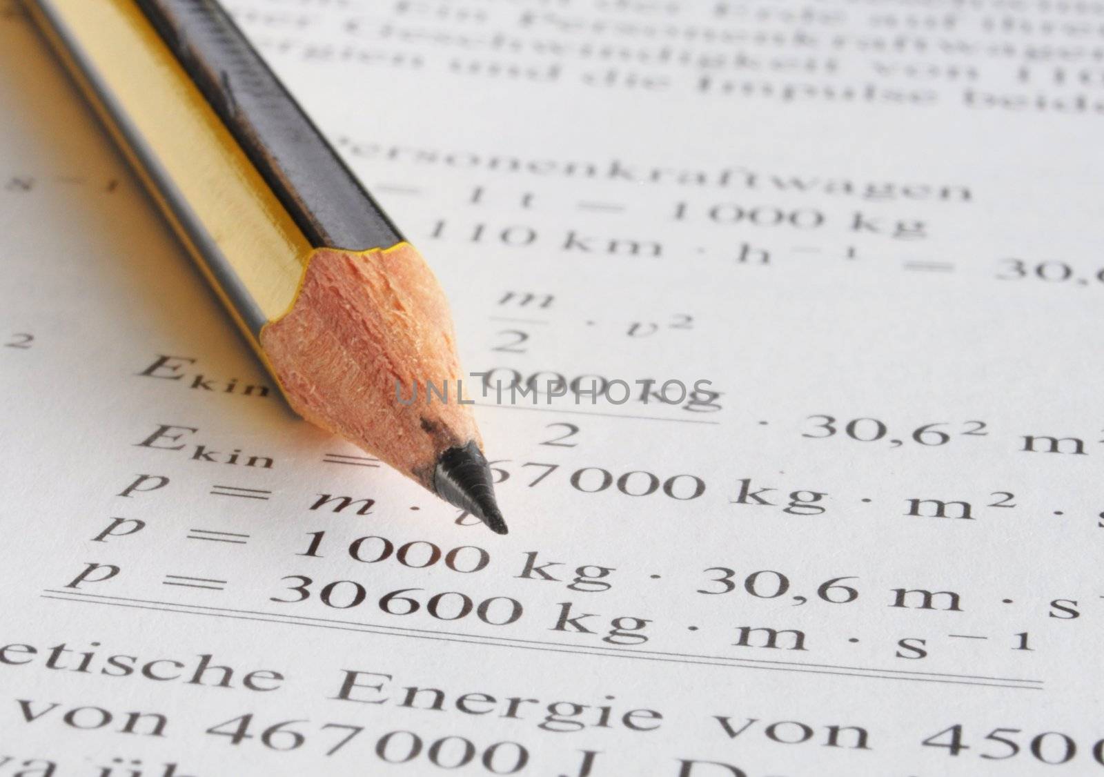 physics science at school with pencil book and formula