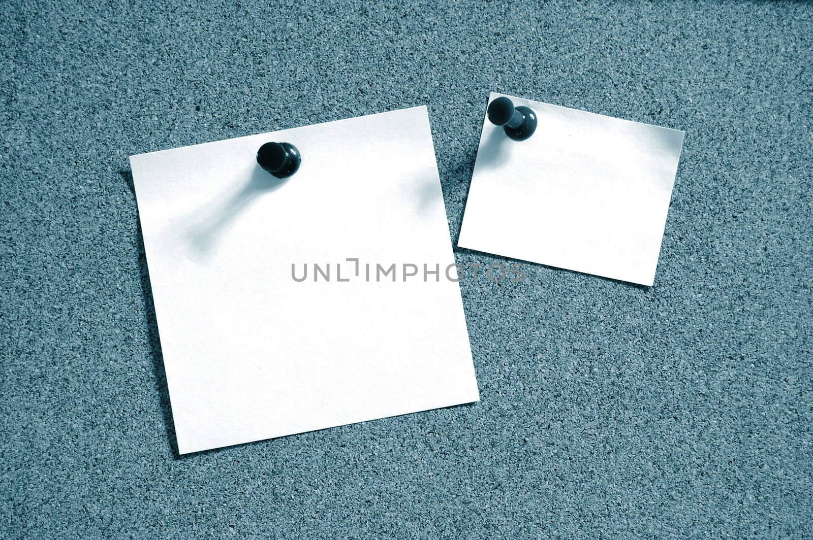 blank and empty sheet paper with pin on bulletin board