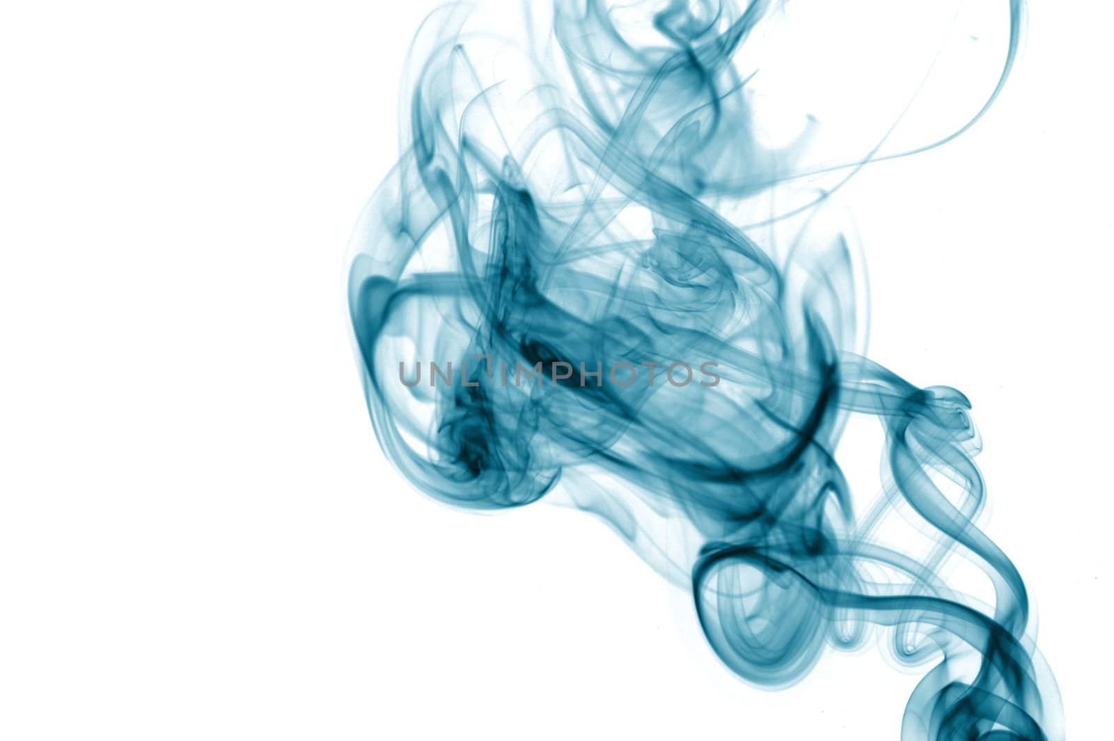 abstract blue smoke isolated on white background