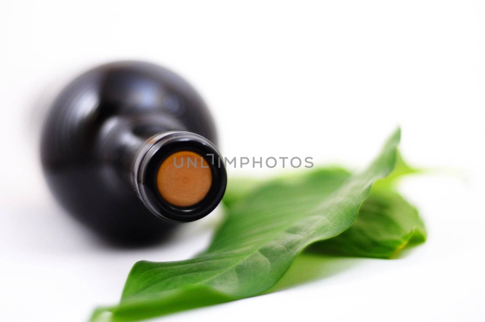 bottle of wine isolated on white background with copyspace