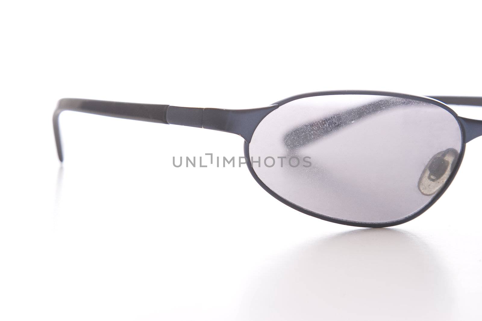 Closes up of the left side of sunglasses