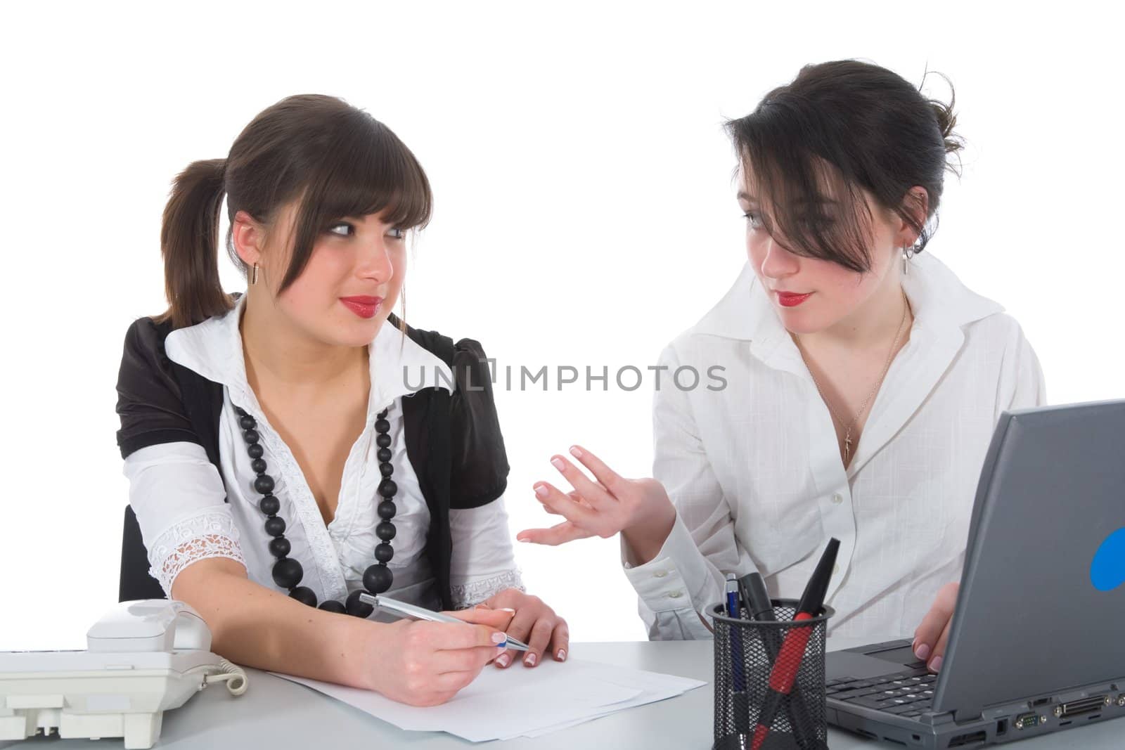 business women  working on isolated background