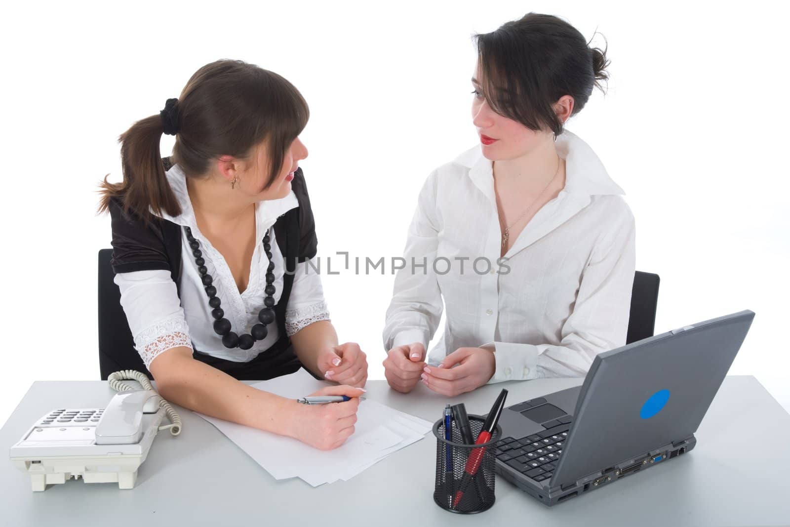 business women  working on isolated background