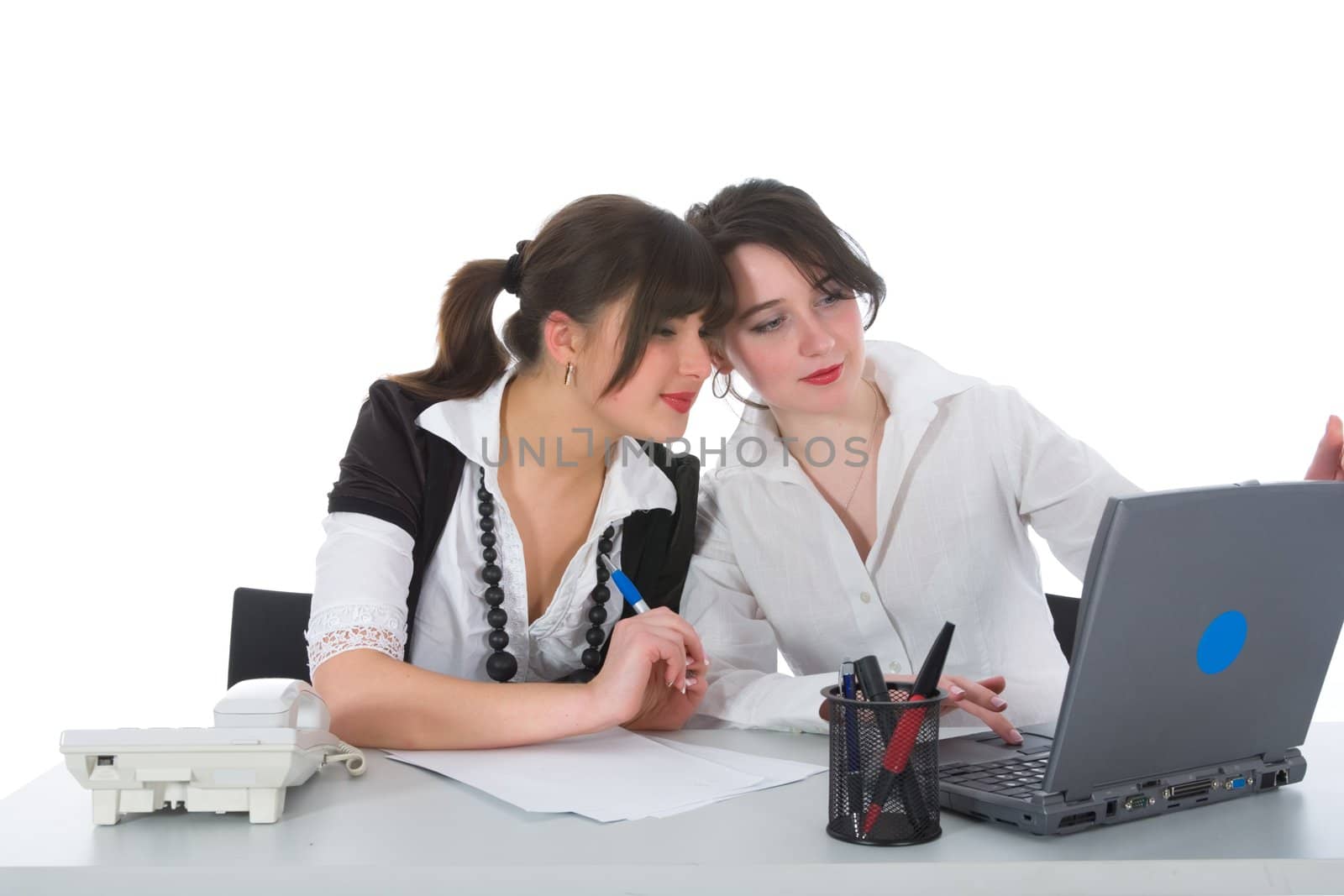 business women  working on isolated background