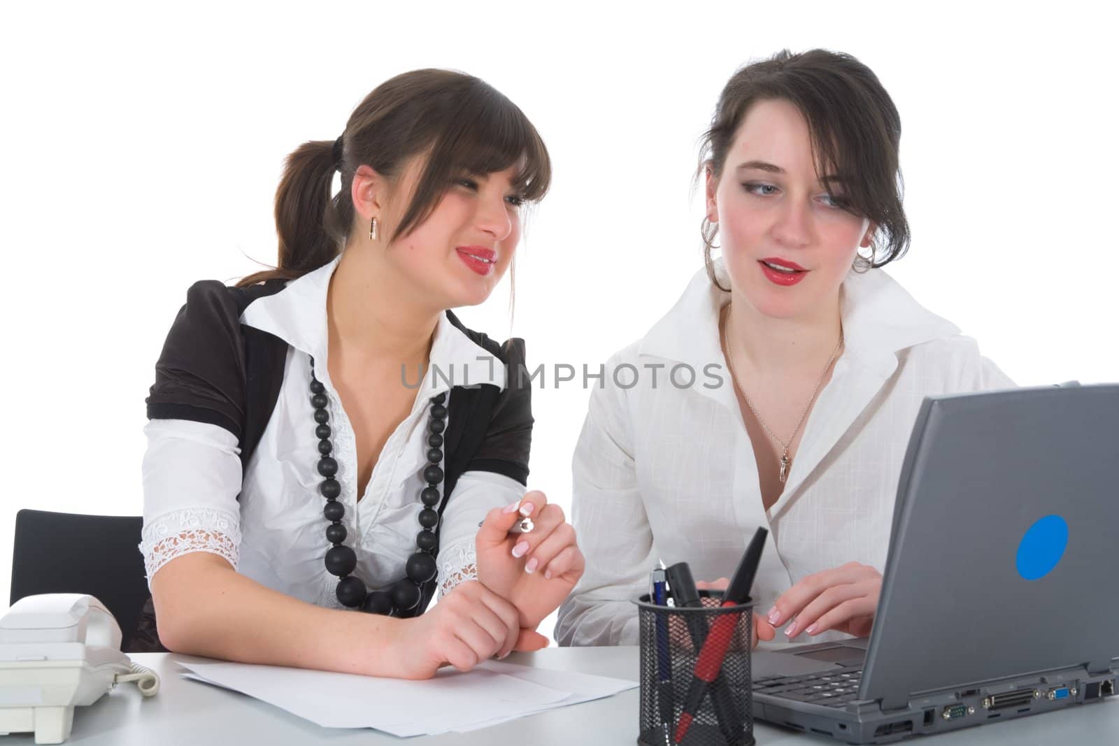 business women  working on isolated background