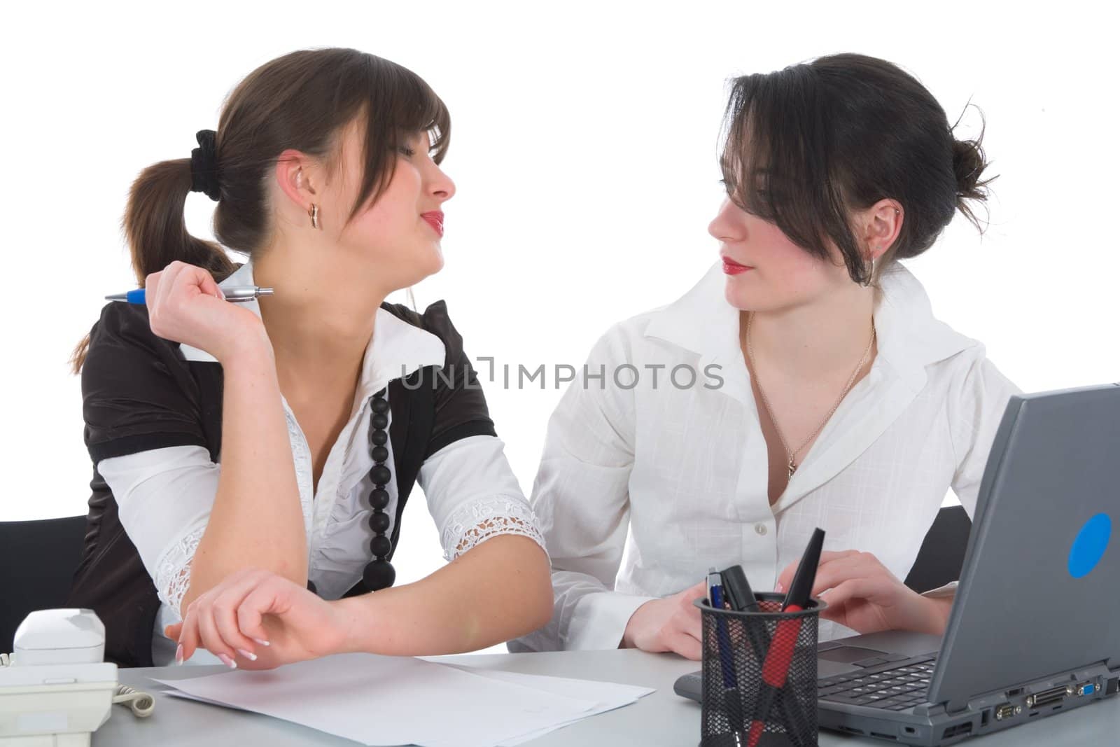 business women  working on isolated background