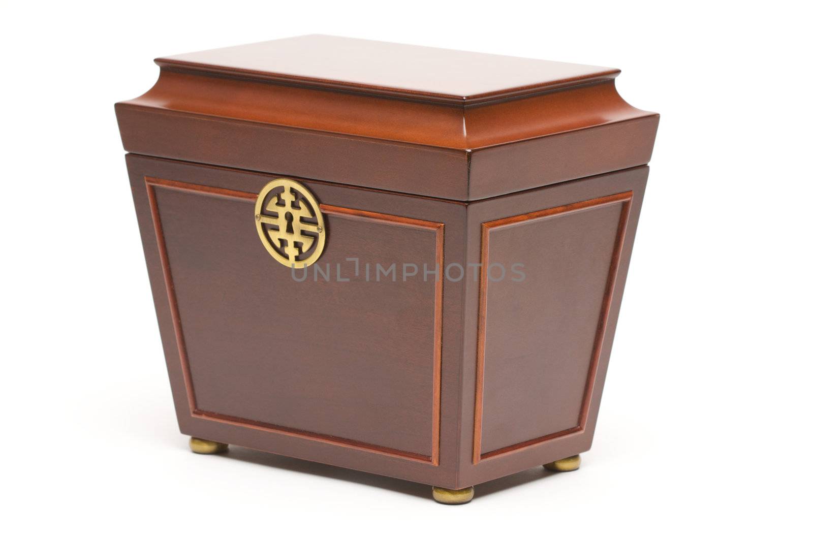 Asian Gift or Jewelry Box Isolated on a white background.