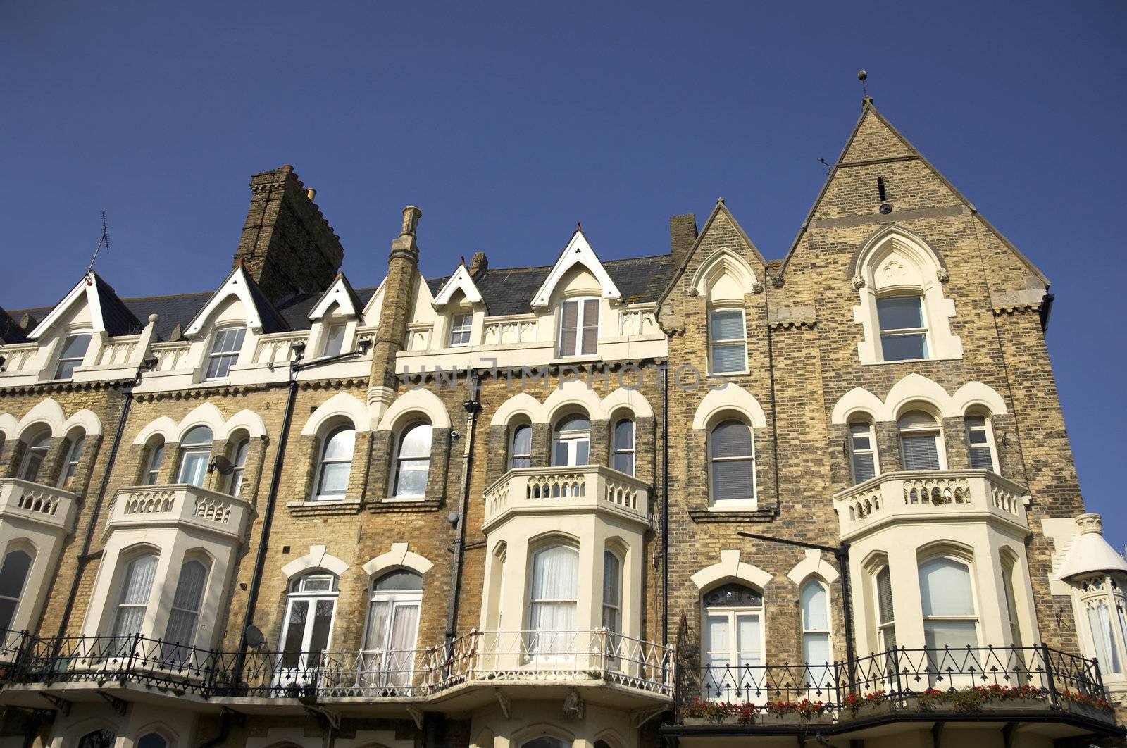 A row of victorian townhouses in England