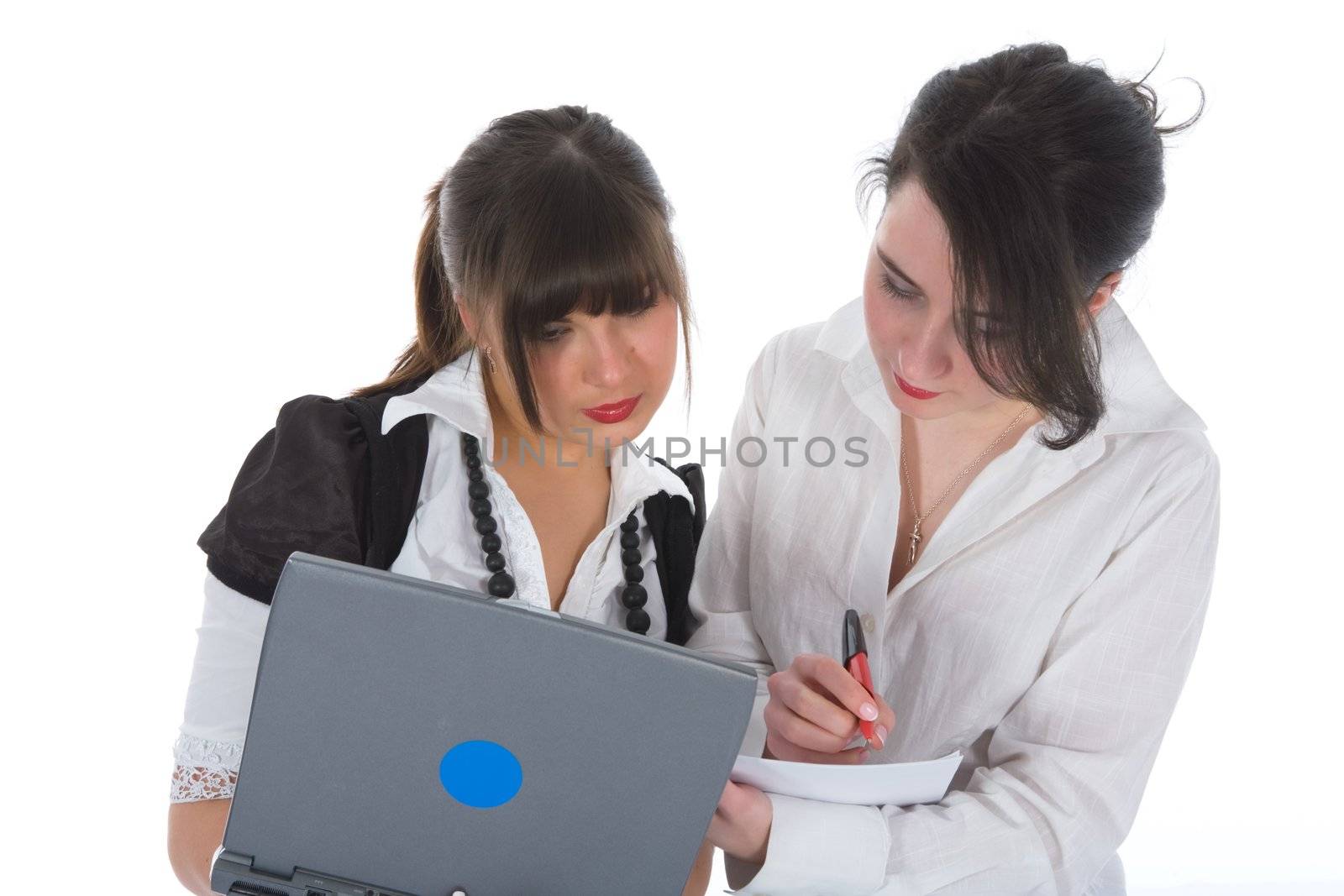 business women  working on isolated background