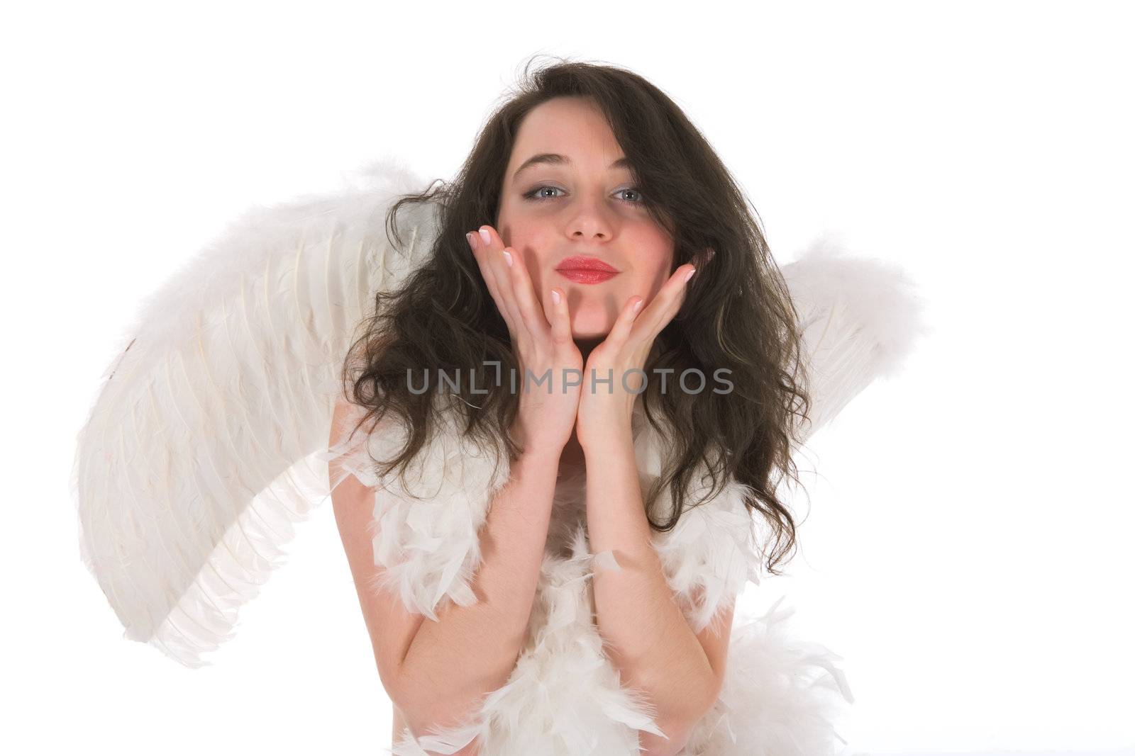 Girl-amur on white