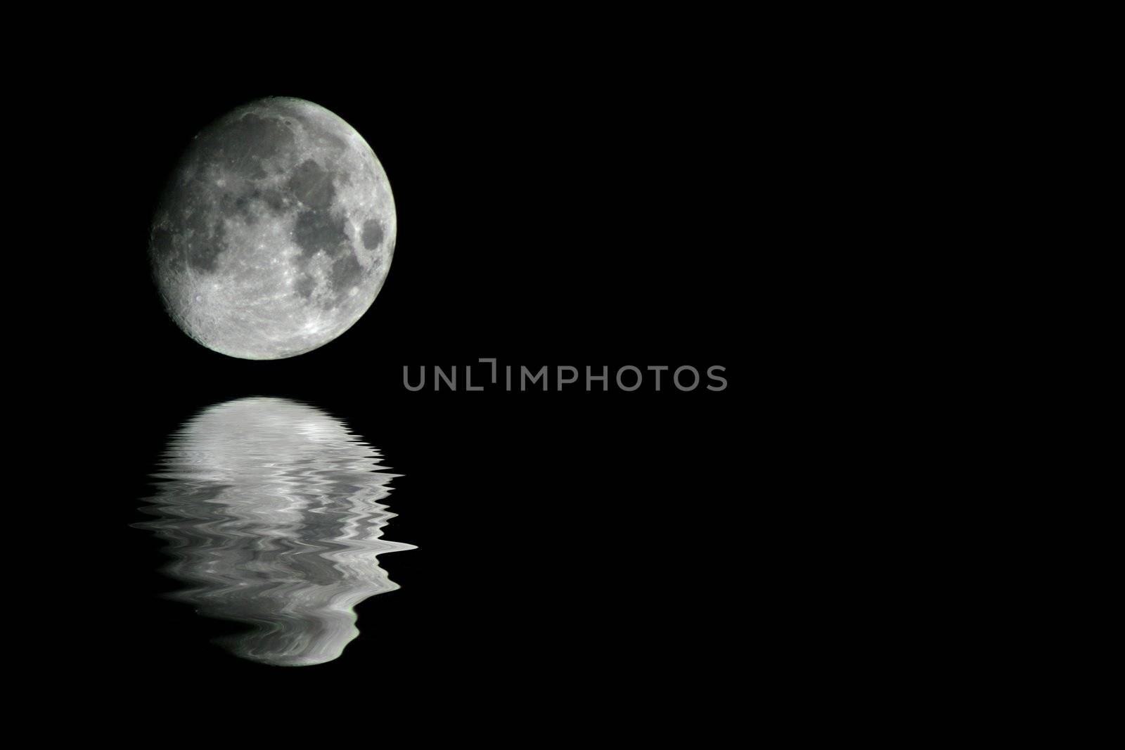 the moon reflected in the ocean (with space for publicity)