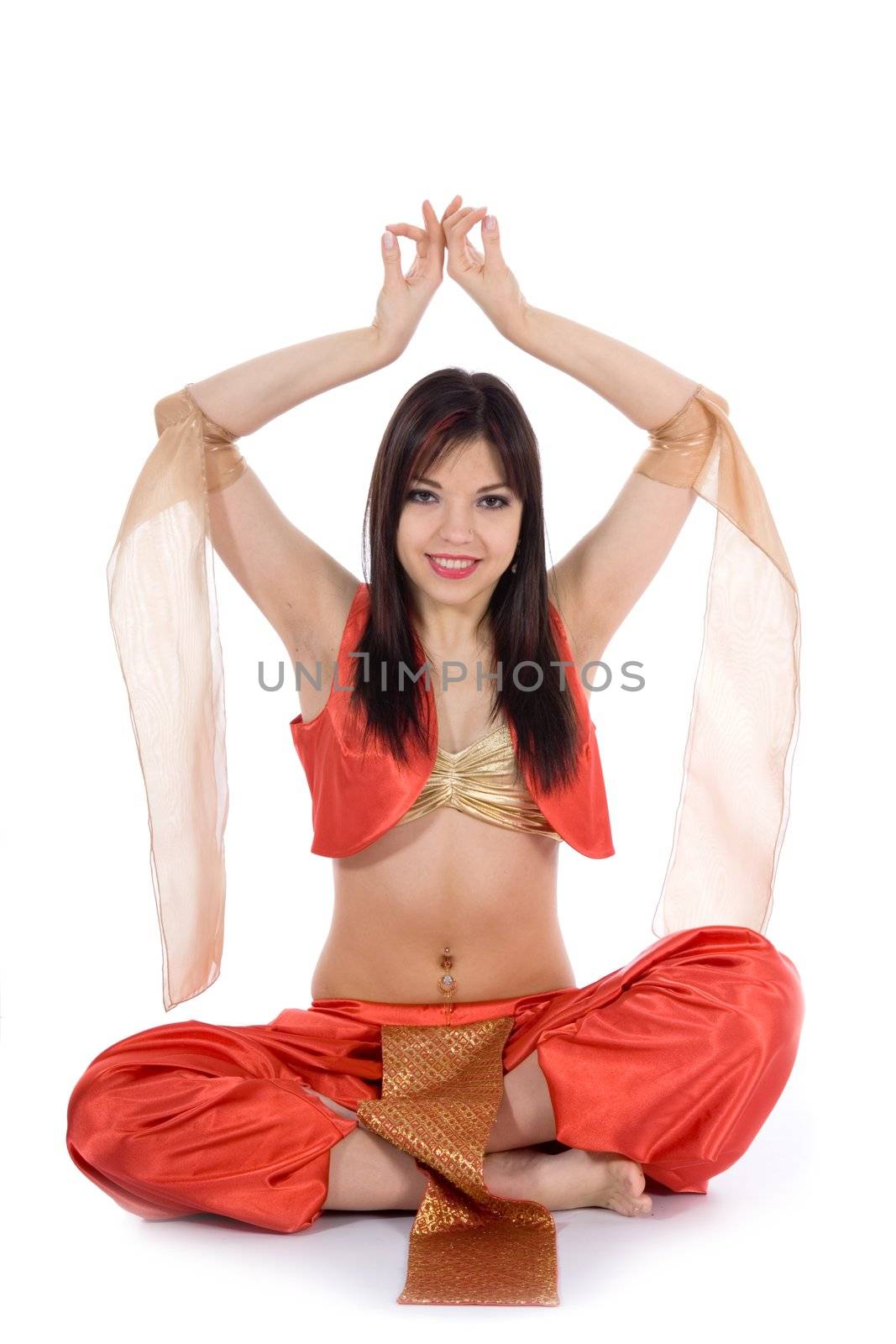 Dancing girl on white