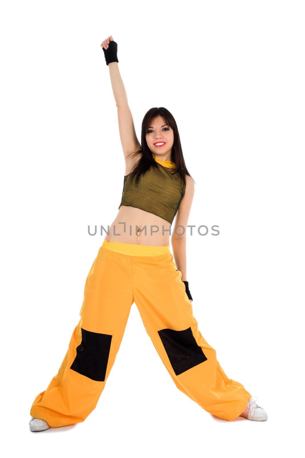 Dancing girl on white