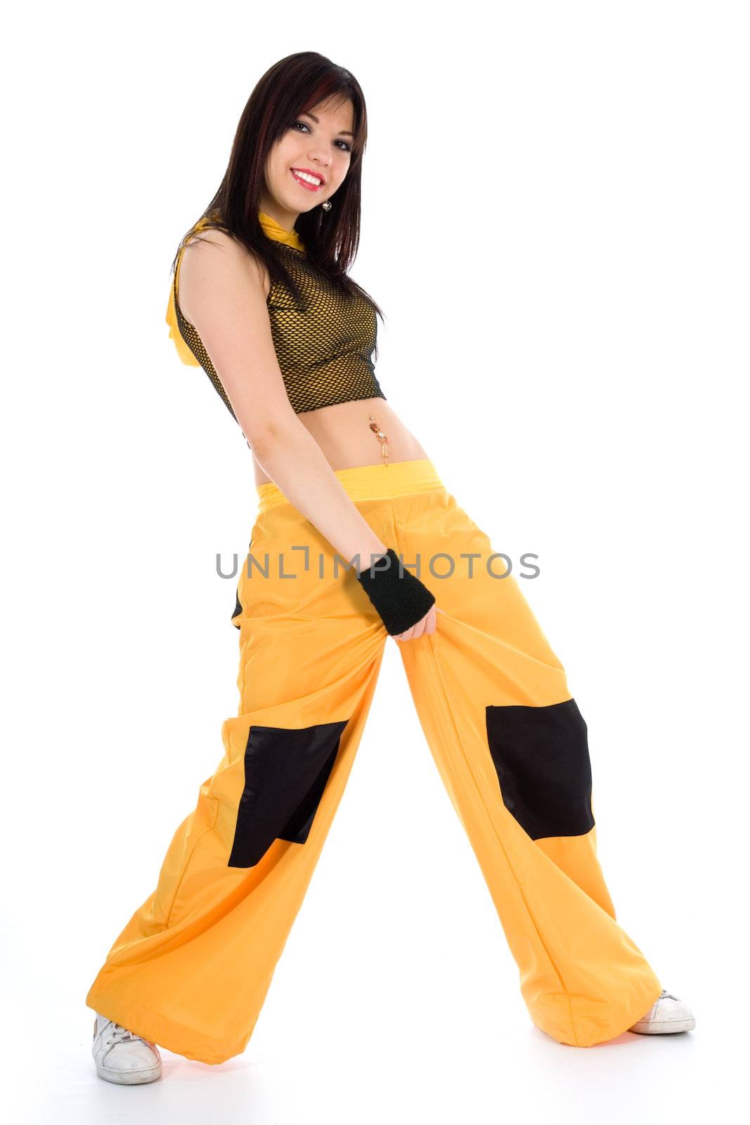 Dancing girl on white