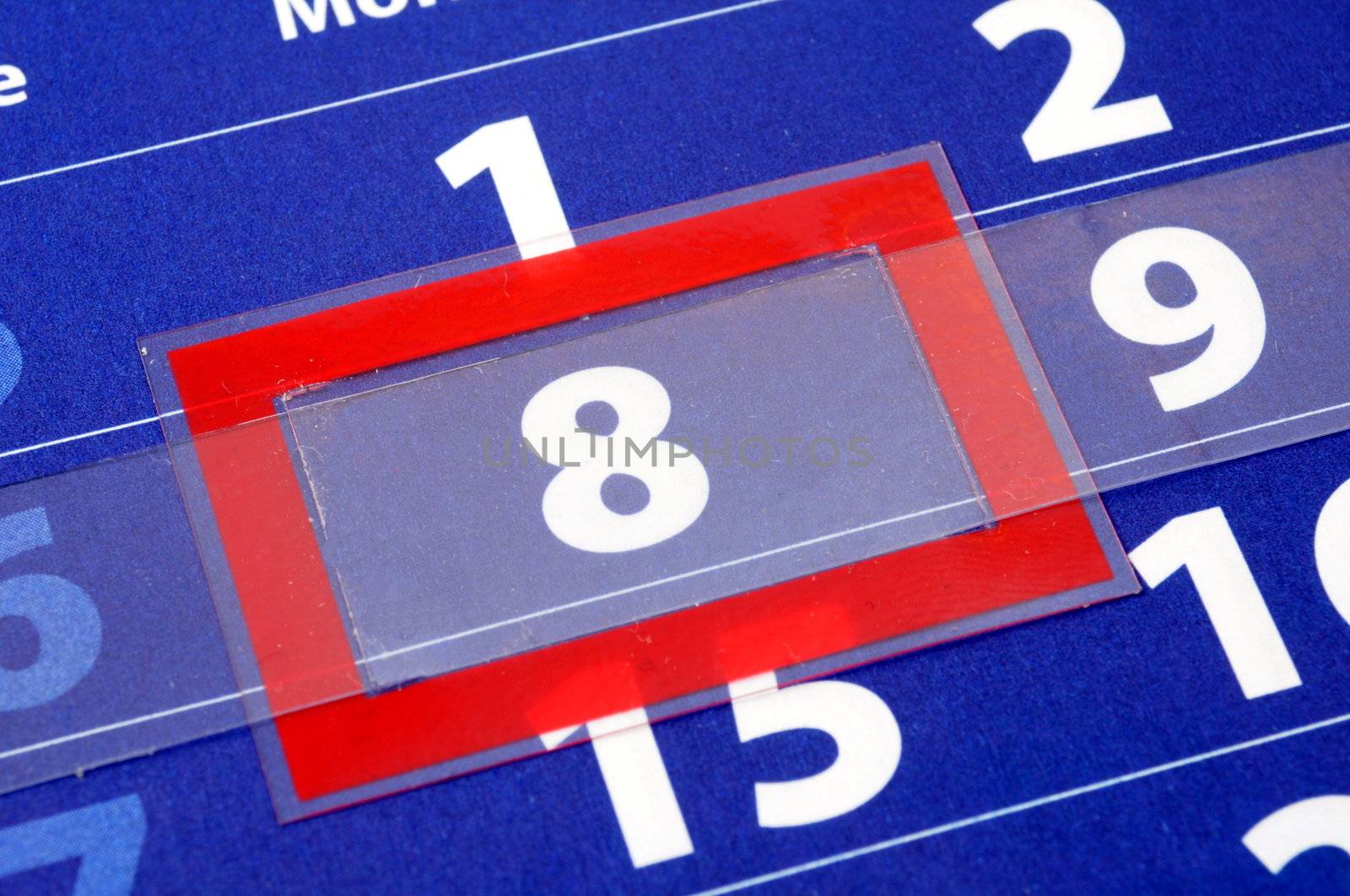 calendar day with red mark showing date