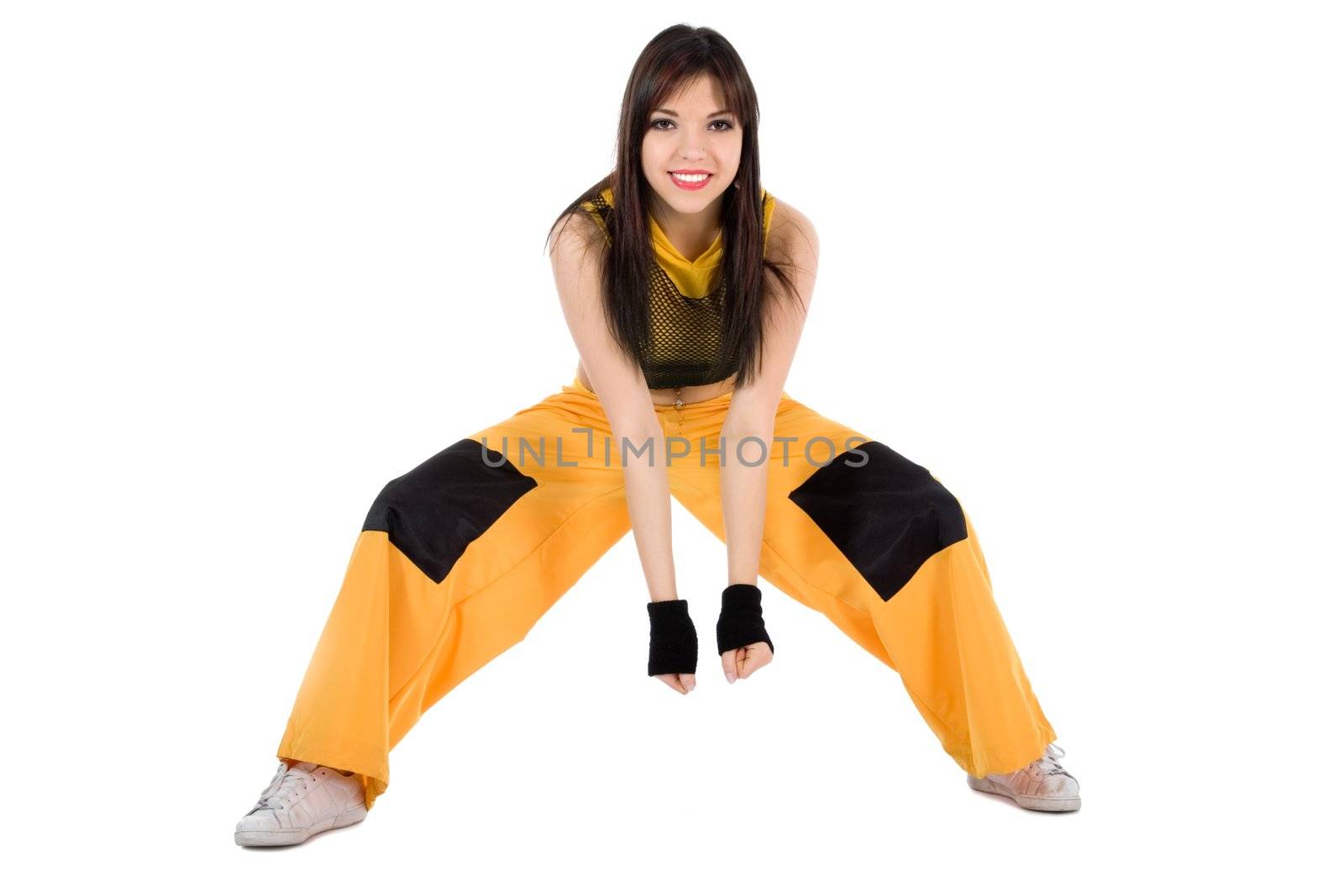 Dancing girl on white