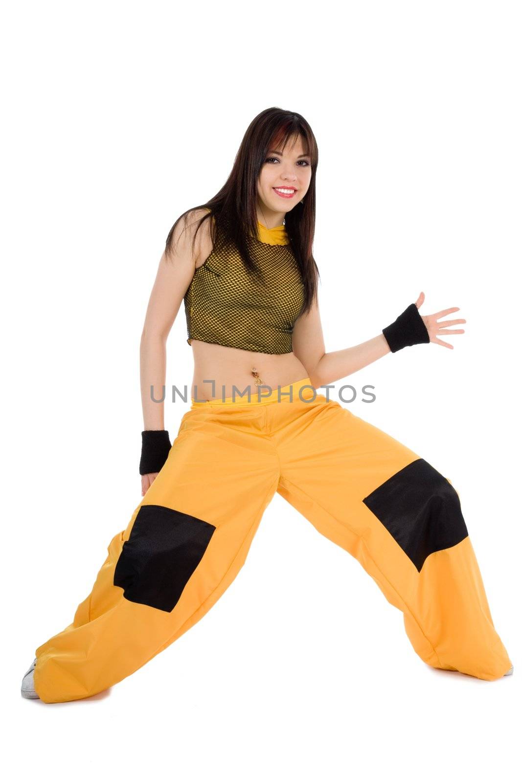 Dancing girl on white