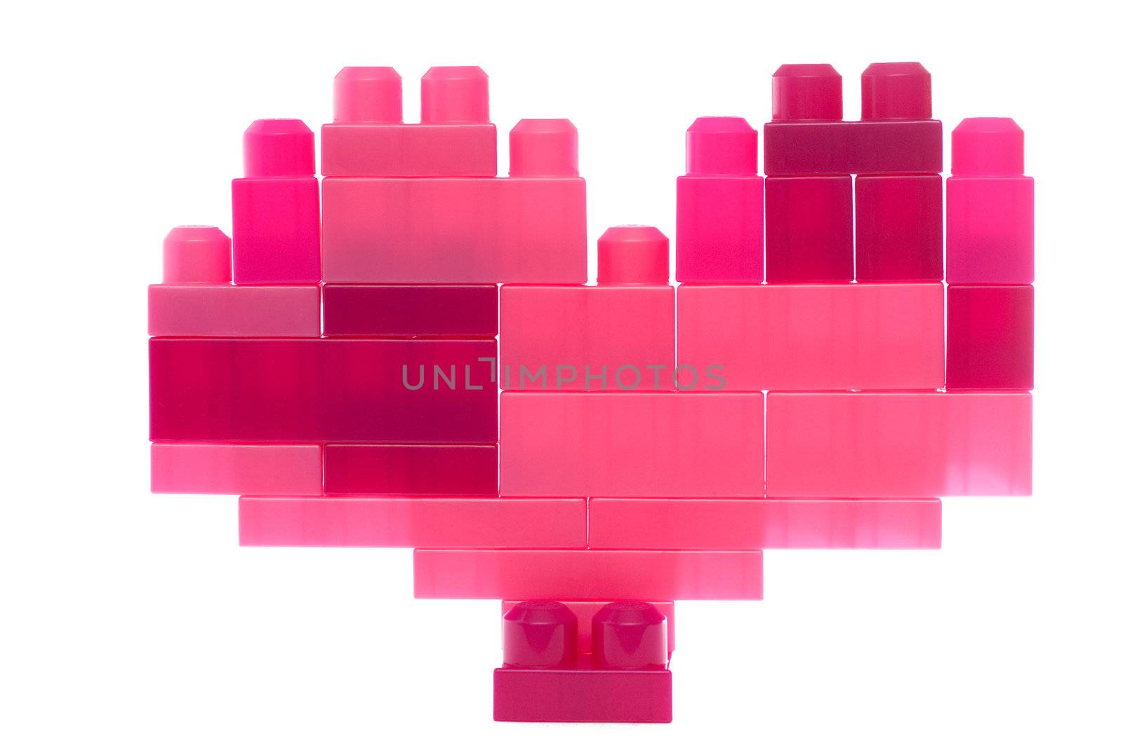 Valentine`s brick-build heart. Isolated on white background.