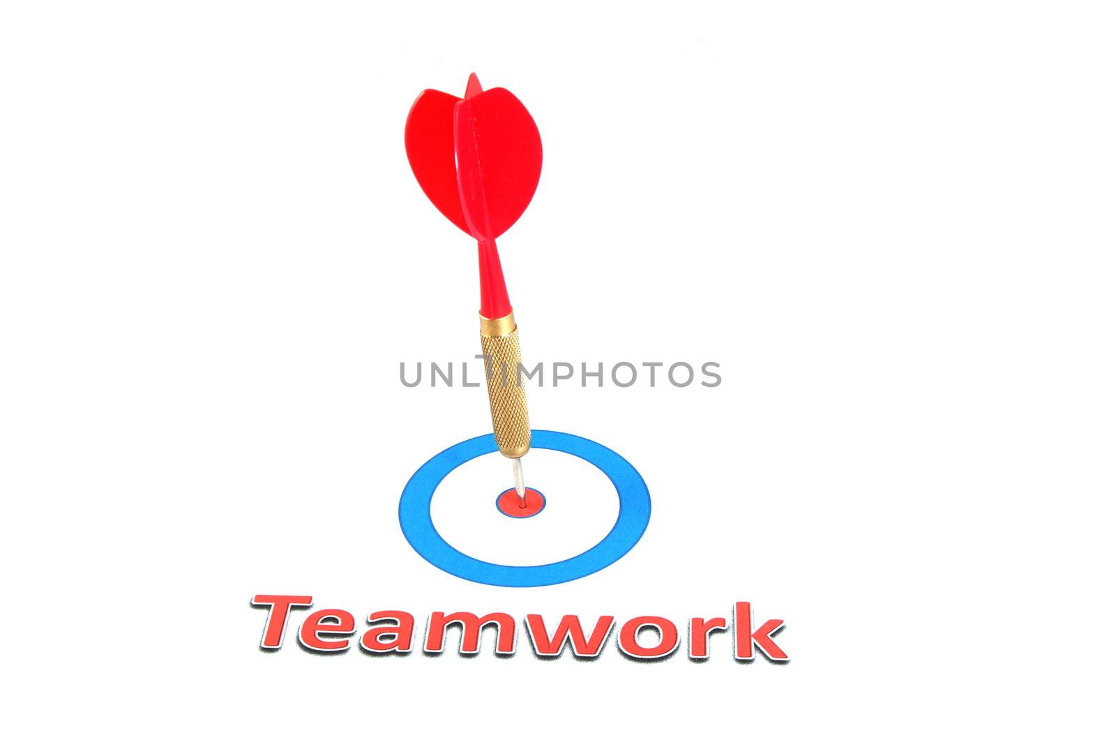 teamwork concept with isolated dart arrow on white background
