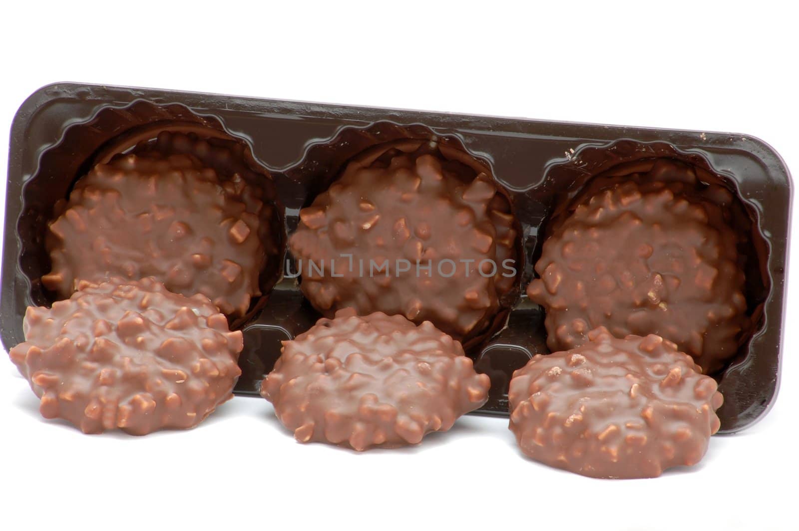 brown biscuits isolated on the white background